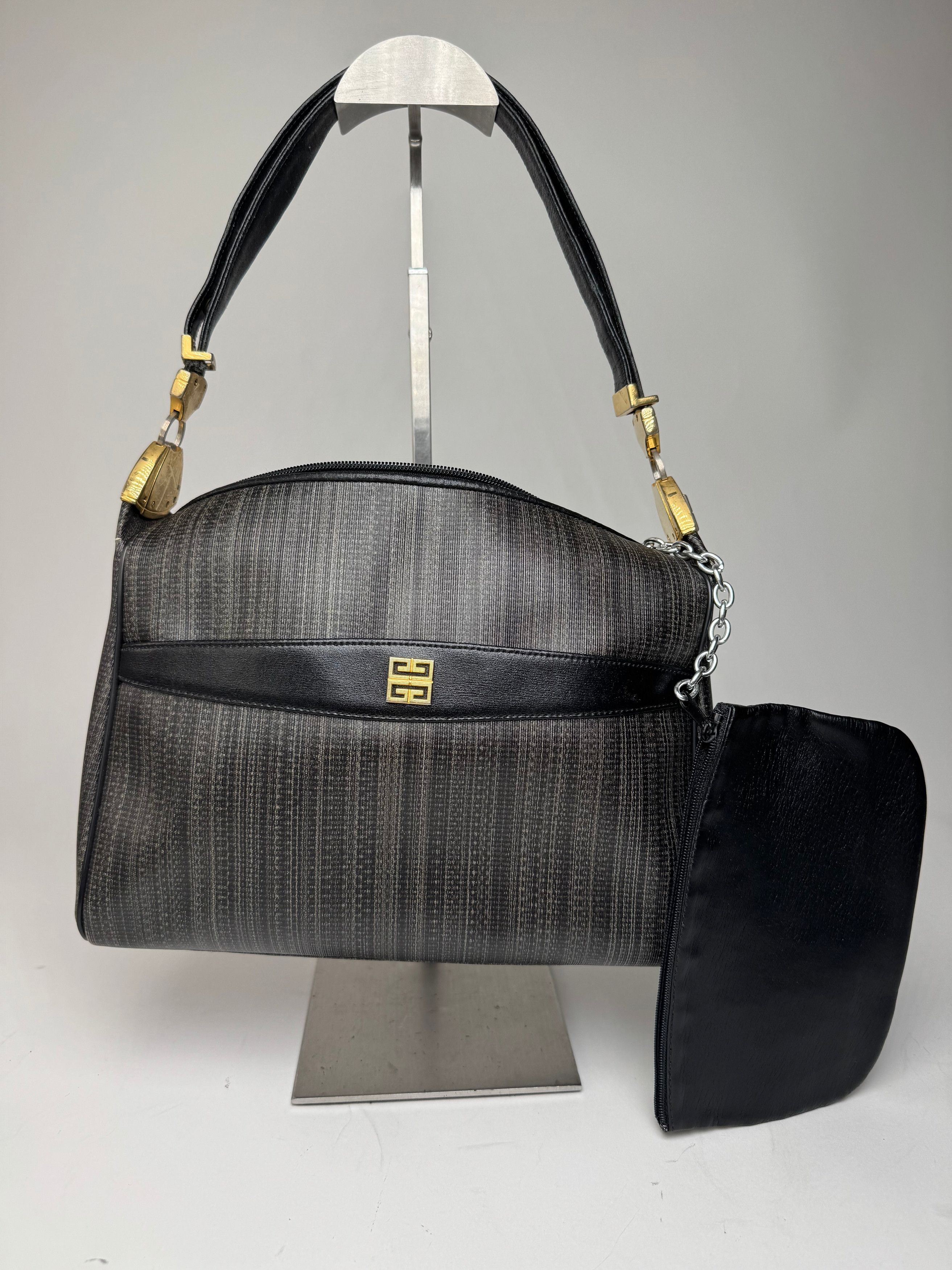 Givenchy Vintage 2Way Leather Handbag Black Grey Size ONE SIZE - 8 Thumbnail
