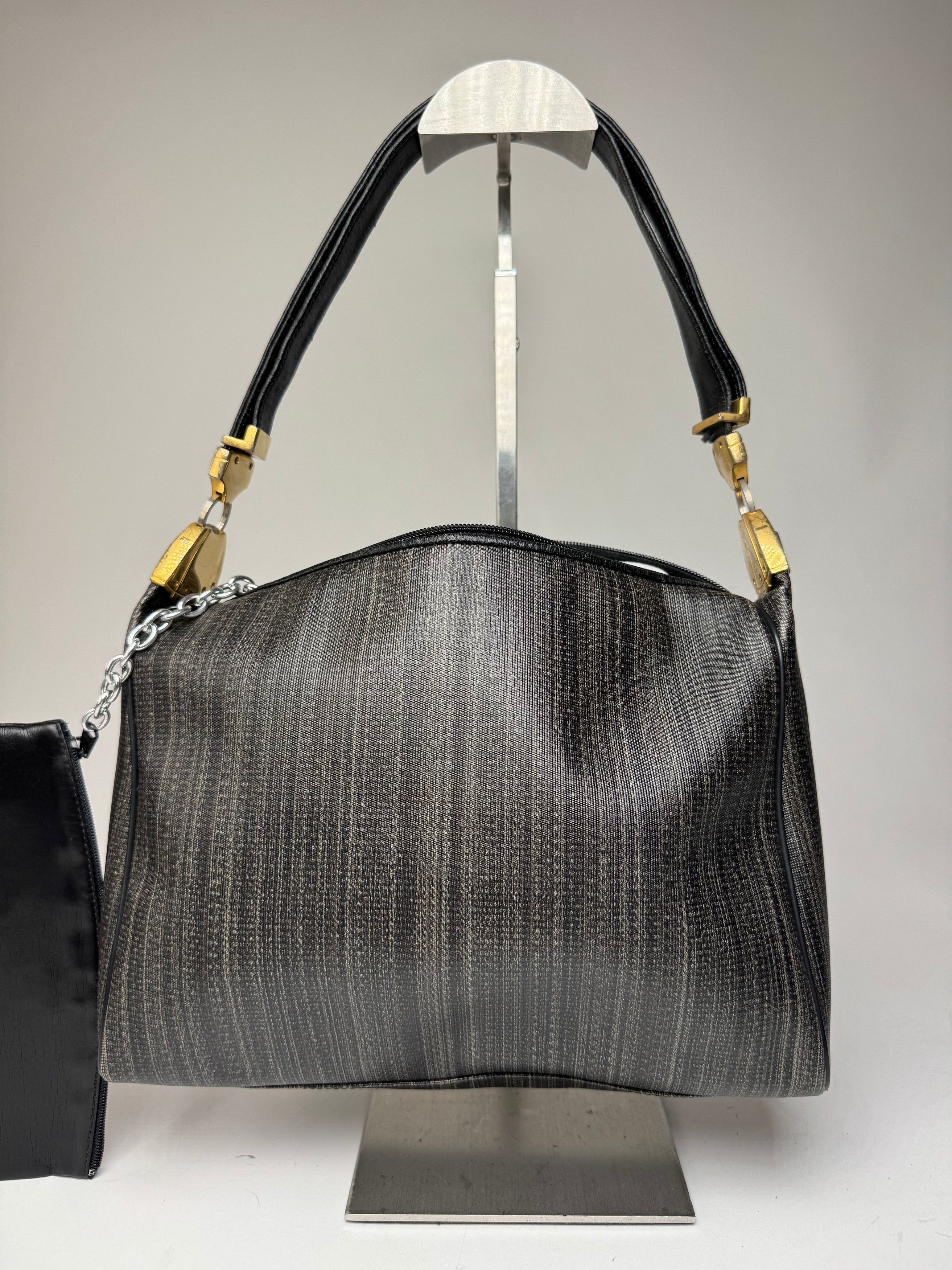 Givenchy Vintage 2Way Leather Handbag Black Grey Size ONE SIZE - 10 Thumbnail