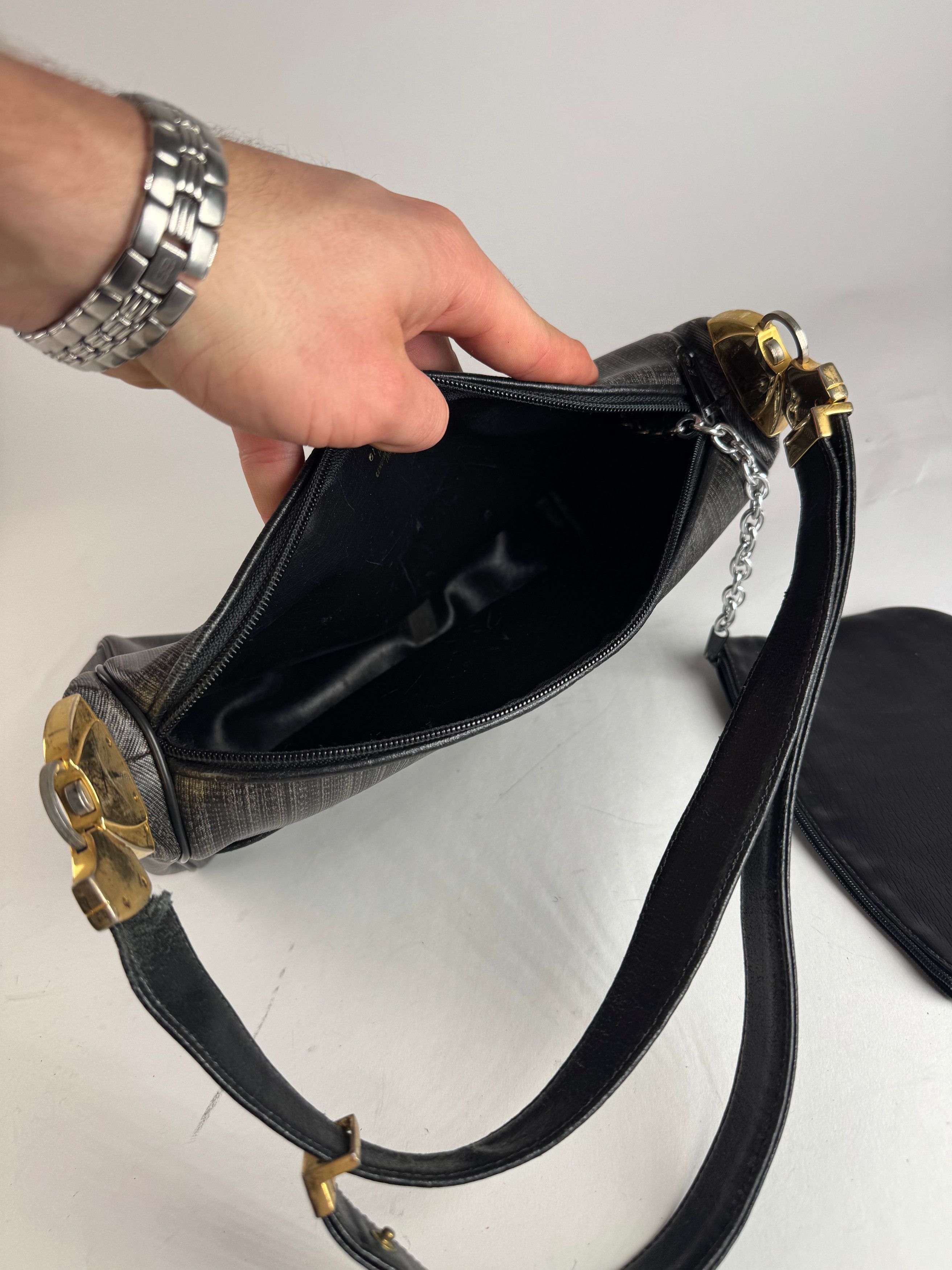 Givenchy Vintage 2Way Leather Handbag Black Grey Size ONE SIZE - 3 Thumbnail