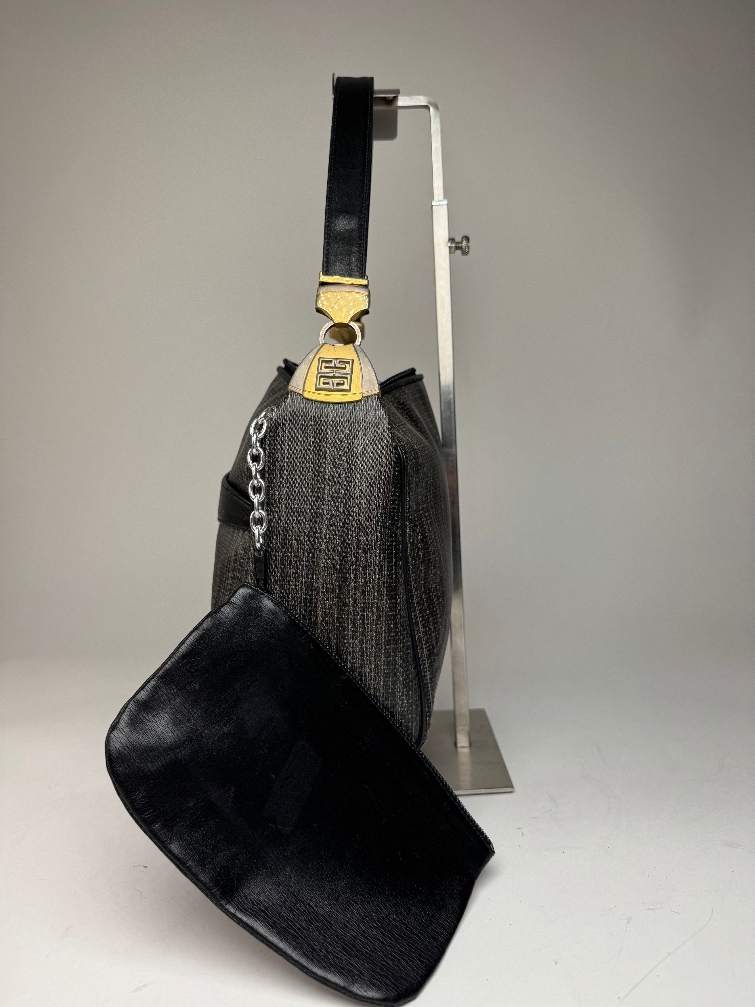 Givenchy Vintage 2Way Leather Handbag Black Grey Size ONE SIZE - 7 Thumbnail