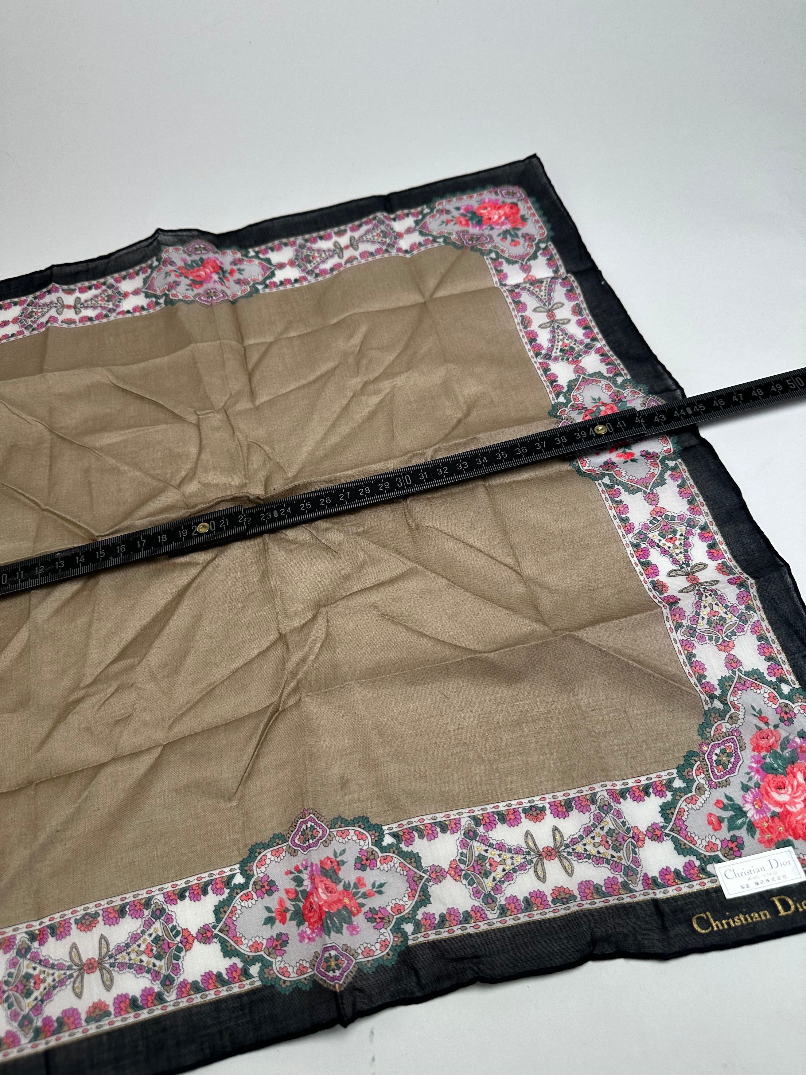 Dior Vintage Floral Scarf Brown Navy White Size ONE SIZE - 3 Thumbnail