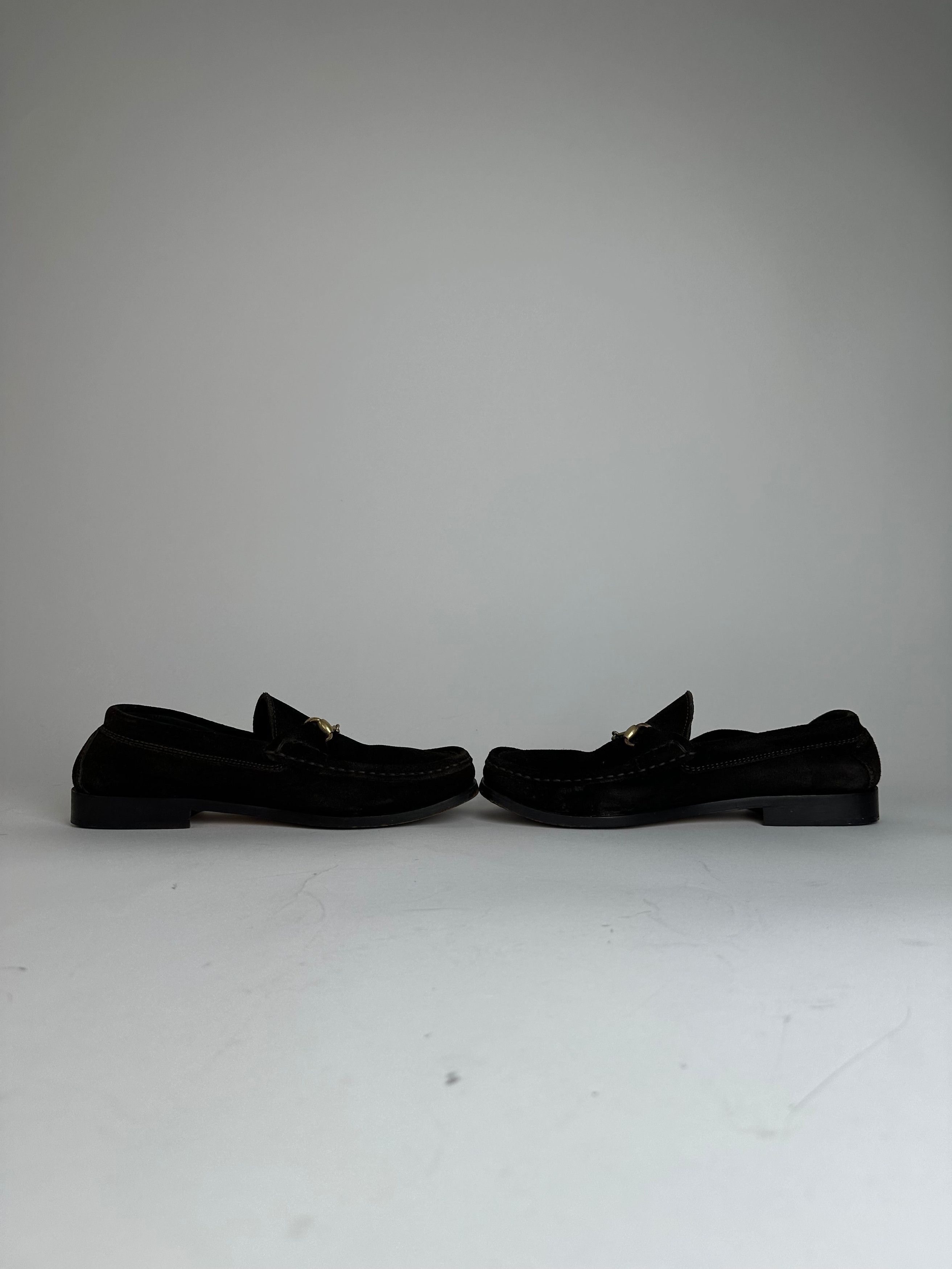 Gucci Vintage Horsebit Suede Loafer Black Size US 5 / IT 35 - 6 Thumbnail