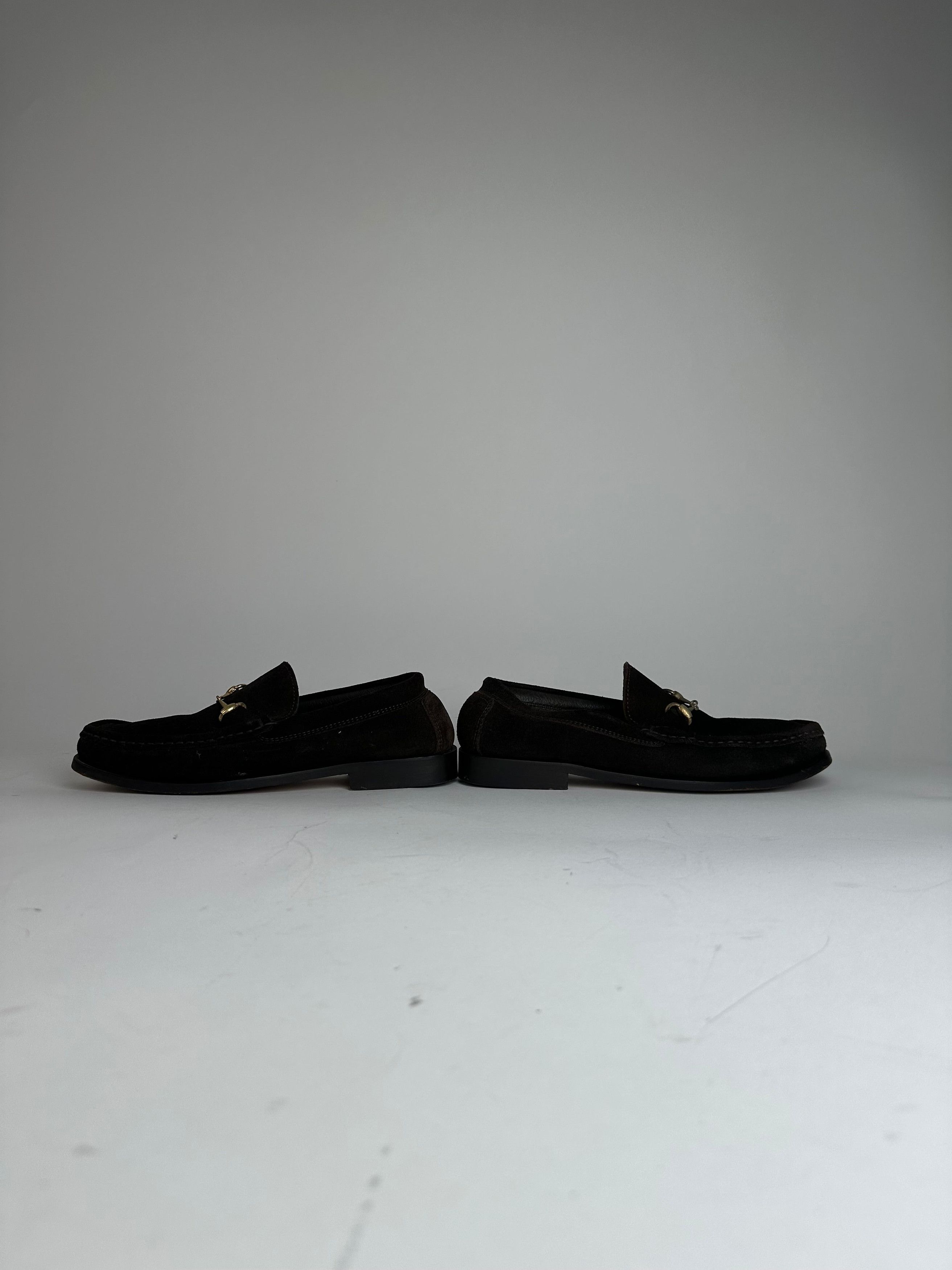 Gucci Vintage Horsebit Suede Loafer Black Size US 5 / IT 35 - 7 Thumbnail