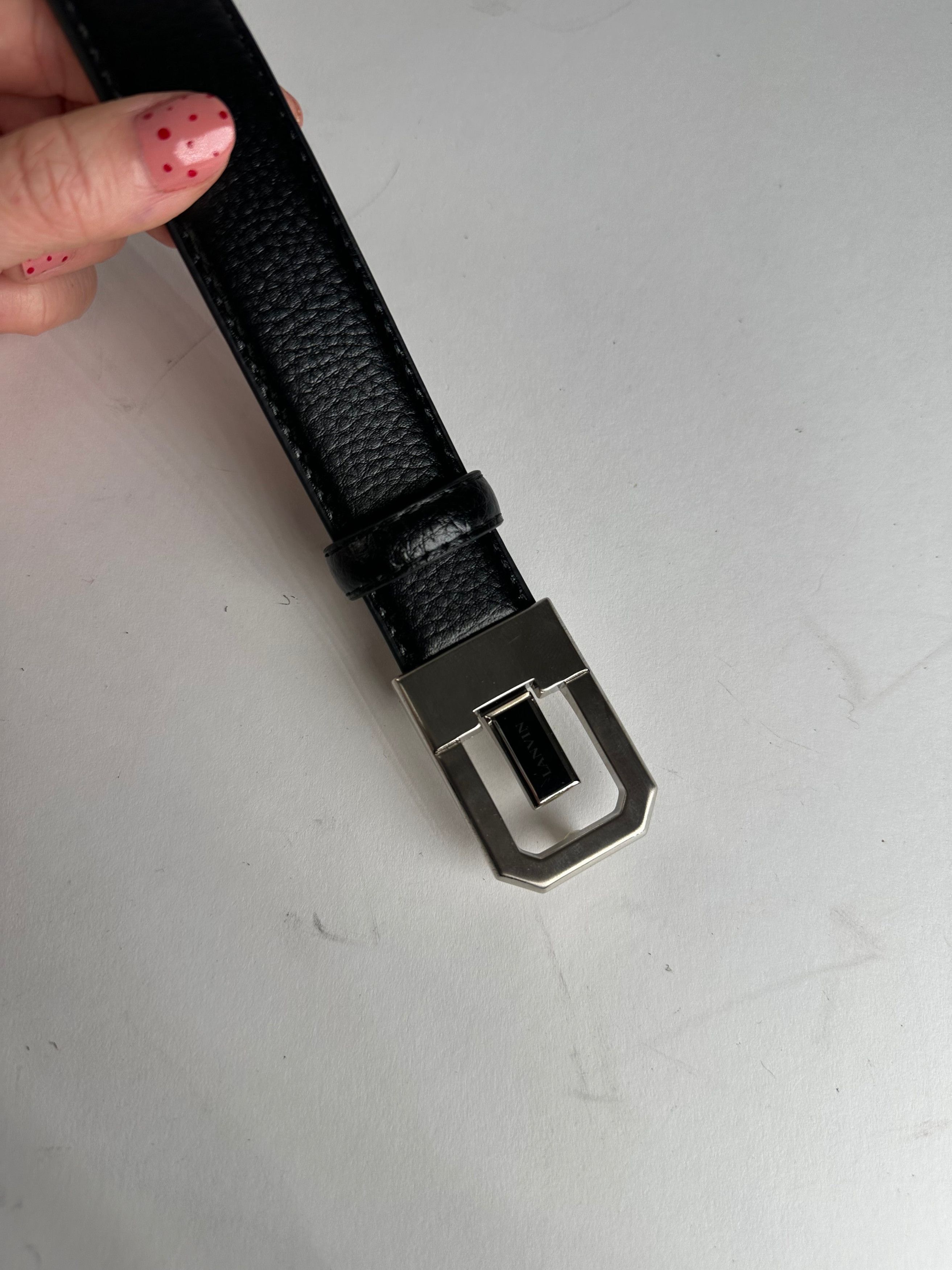 Lanvin Vintage Snake Emblossed Leather Belt Black Size ONE SIZE - 2 Thumbnail