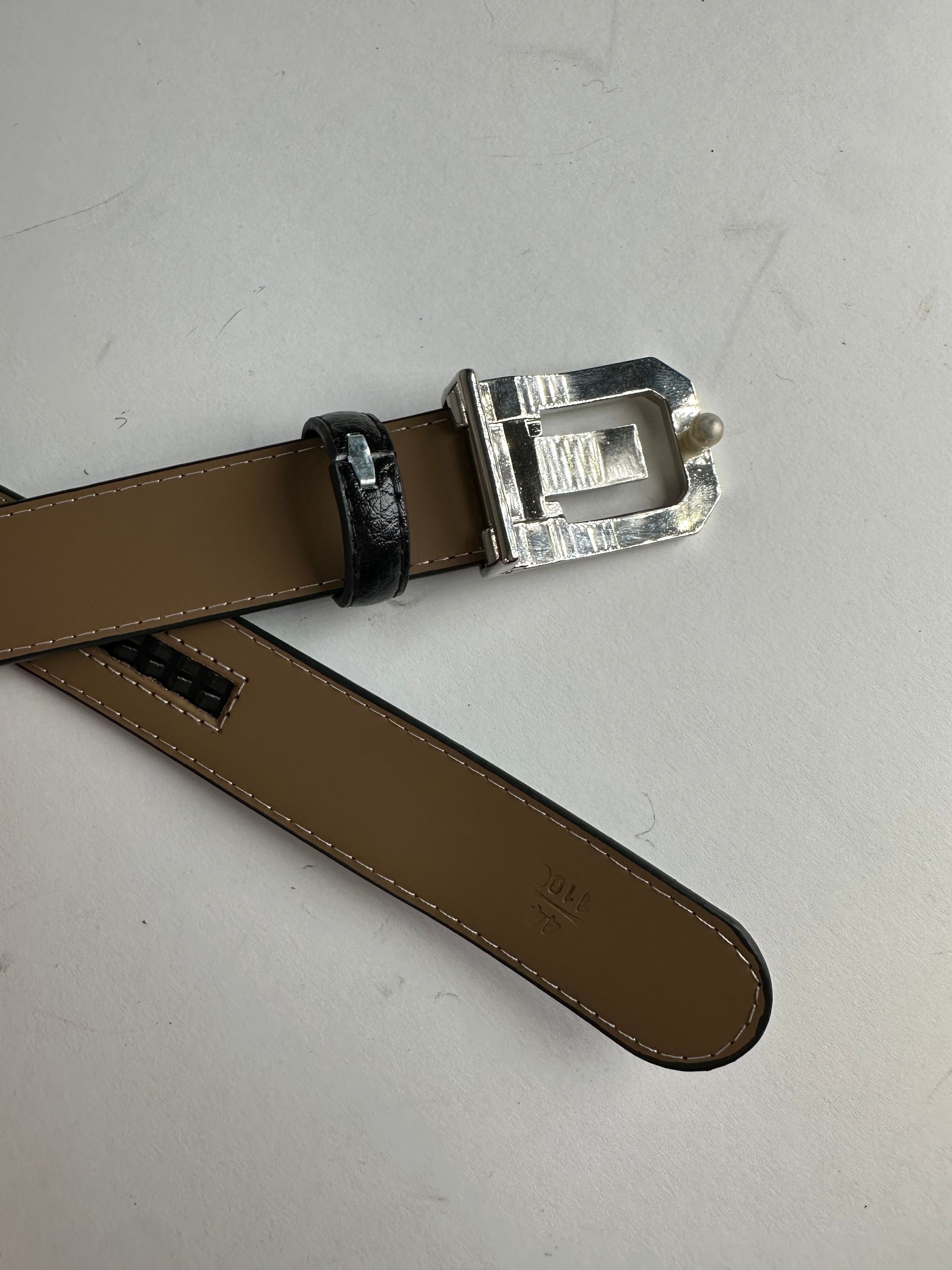 Lanvin Vintage Snake Emblossed Leather Belt Black Size ONE SIZE - 6 Thumbnail