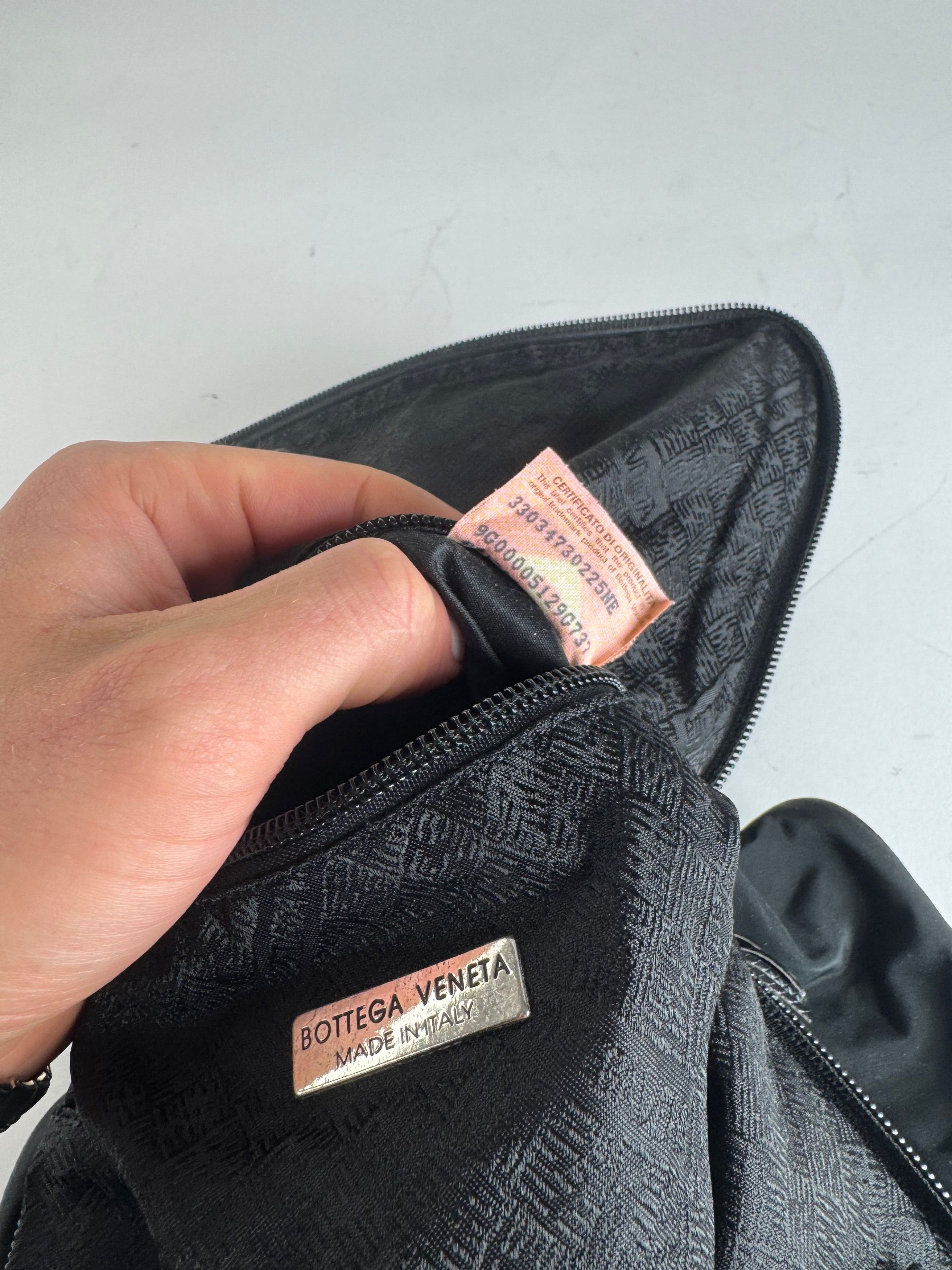 Bottega Veneta Vintage Leather Canvas Handbag Black Size ONE SIZE - 8 Thumbnail