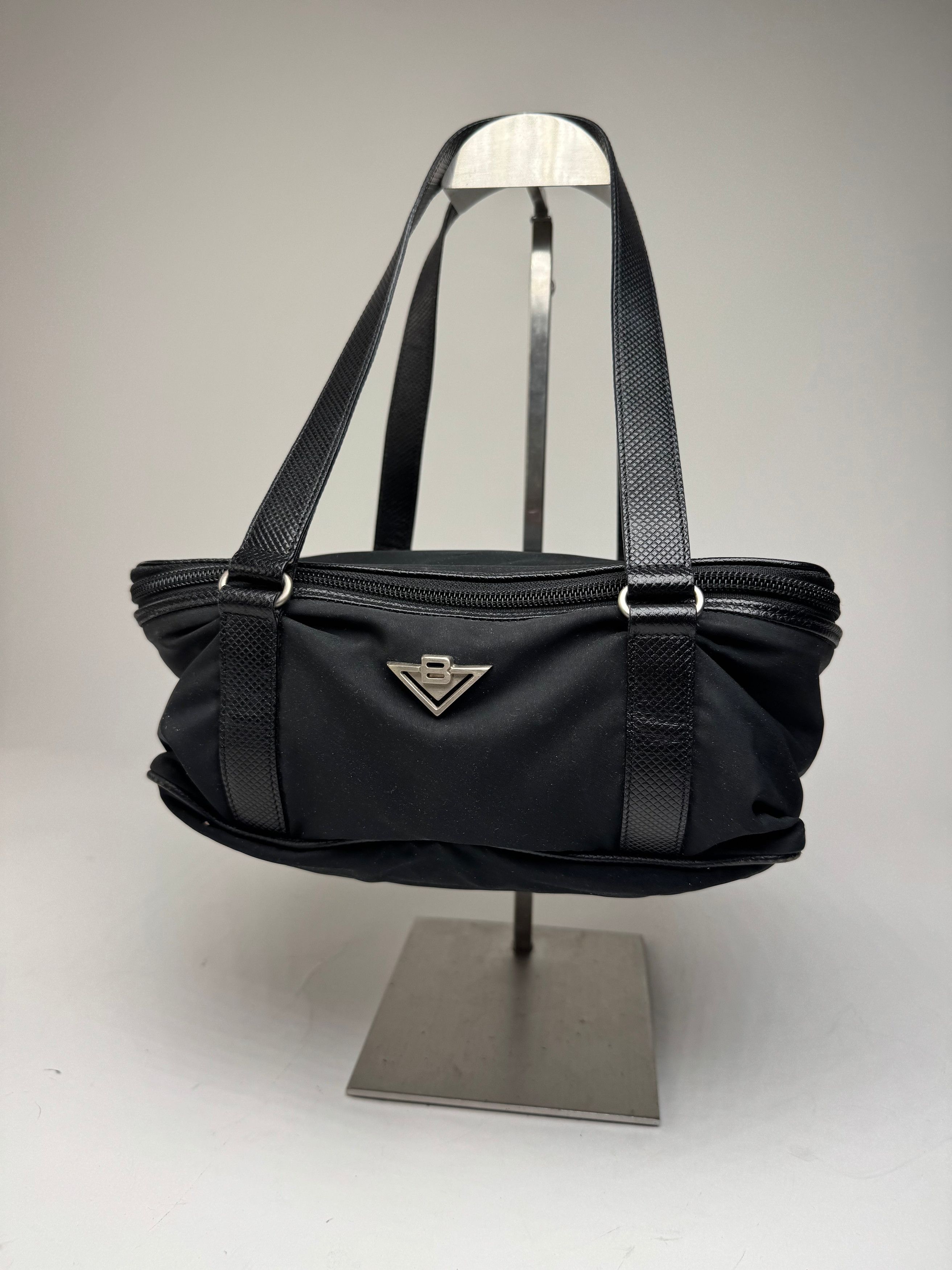 Bottega Veneta Vintage Leather Canvas Handbag Black Size ONE SIZE - 7 Thumbnail