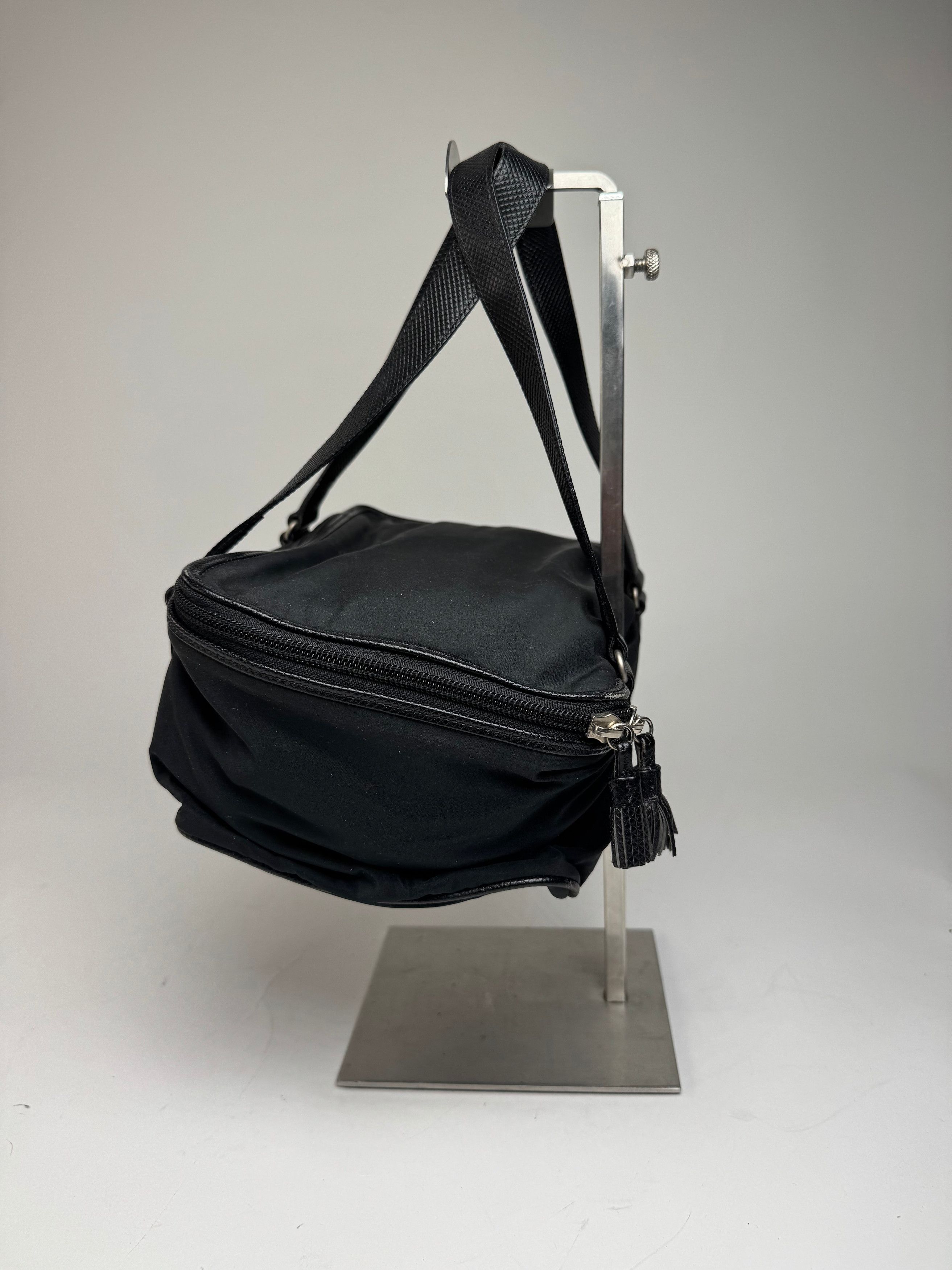 Bottega Veneta Vintage Leather Canvas Handbag Black Size ONE SIZE - 4 Thumbnail