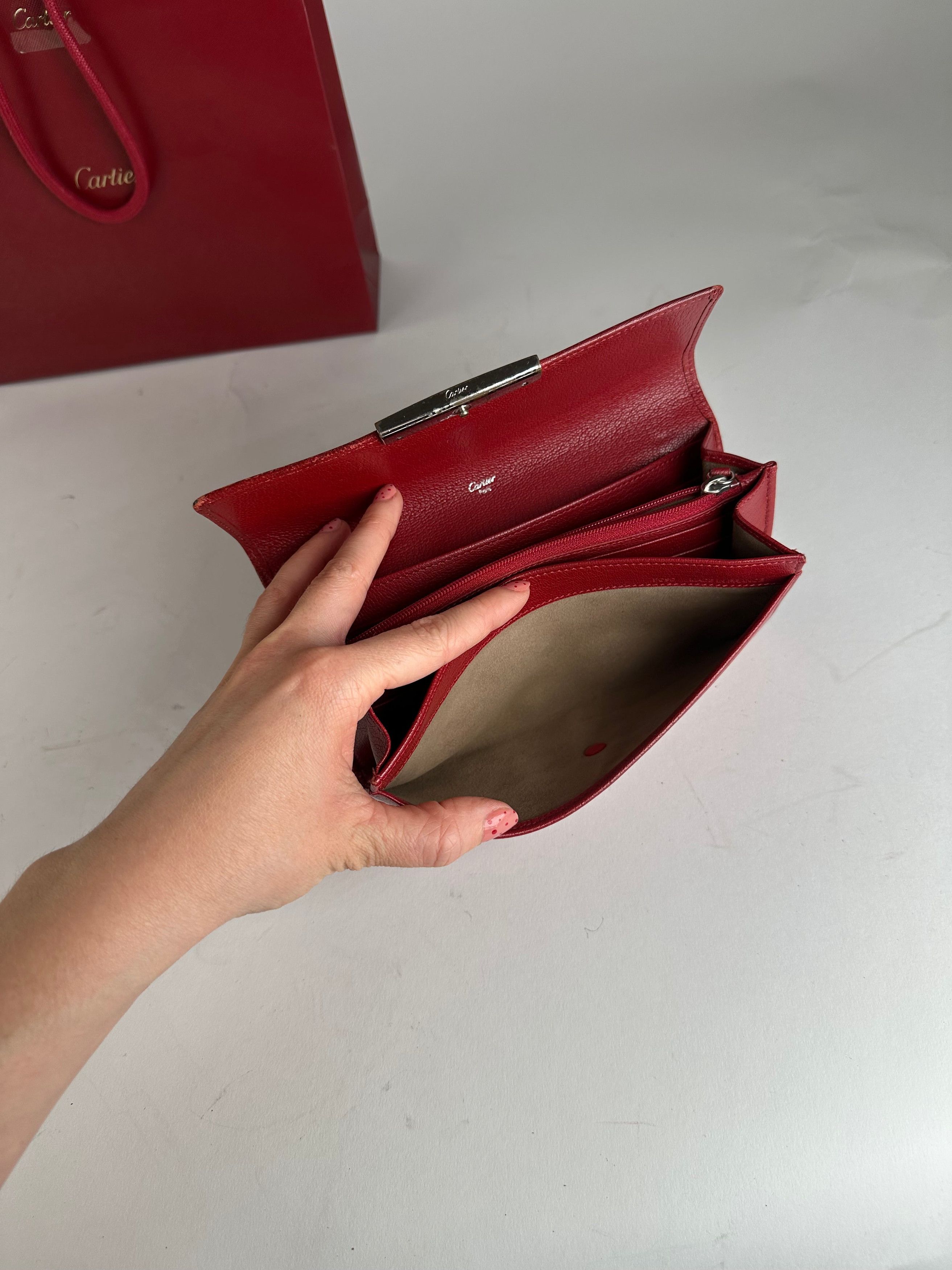 Cartier Vintage Leather Wallet Red Size ONE SIZE - 5 Thumbnail