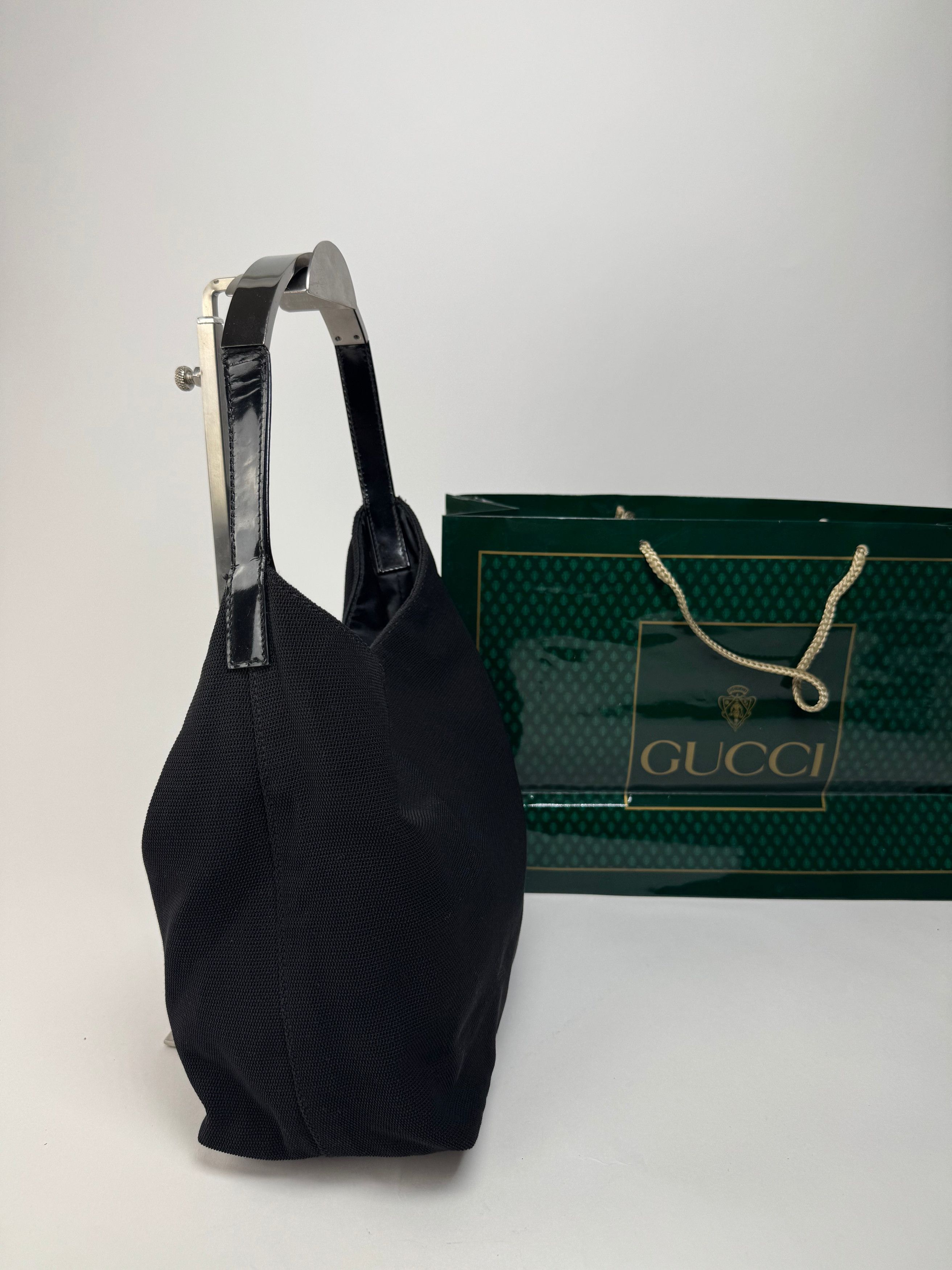 Gucci Vintage Canvas Patent Leather Handbag Black Size ONE SIZE - 7 Thumbnail