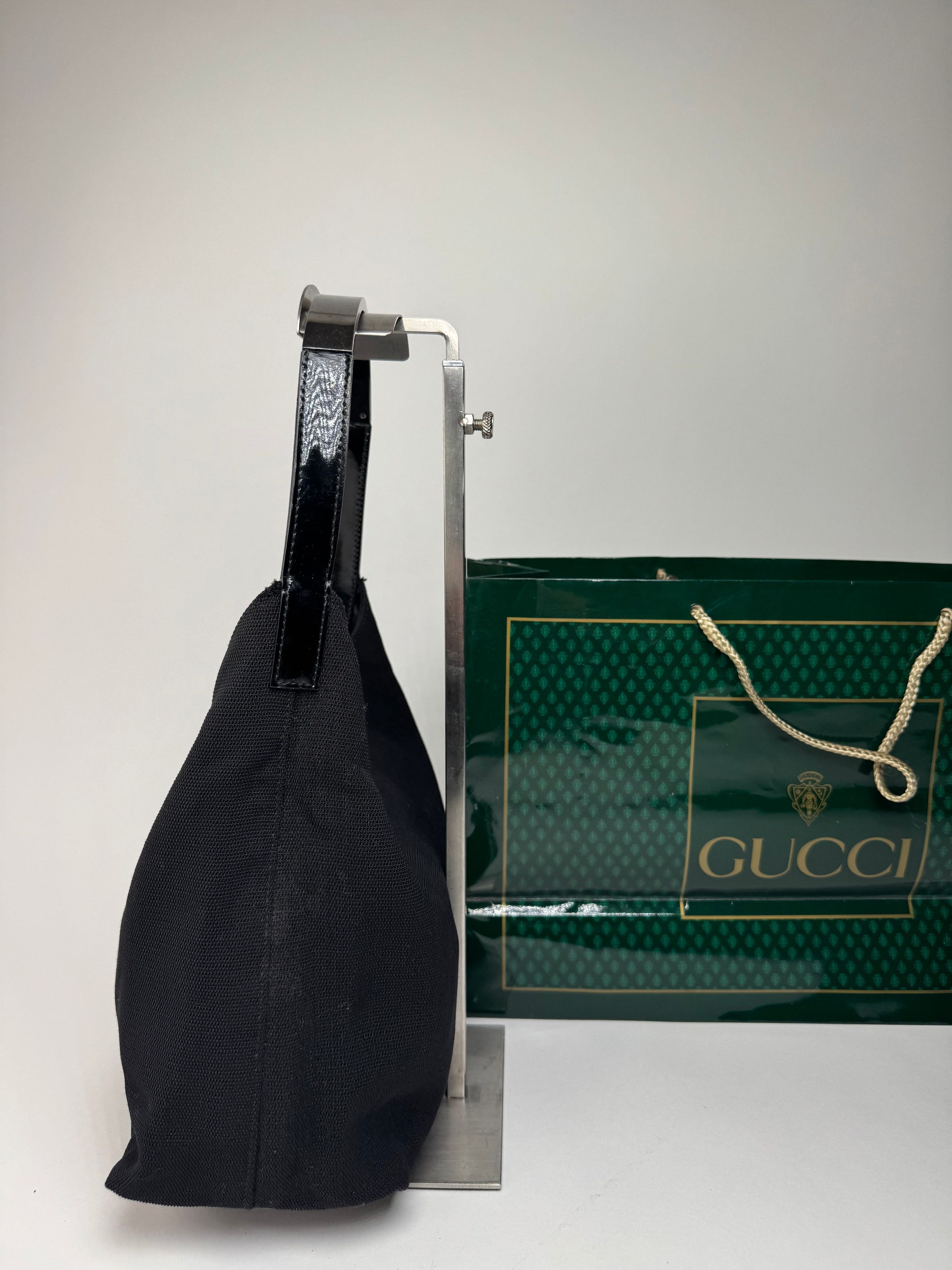 Gucci Vintage Canvas Patent Leather Handbag Black Size ONE SIZE - 5 Thumbnail