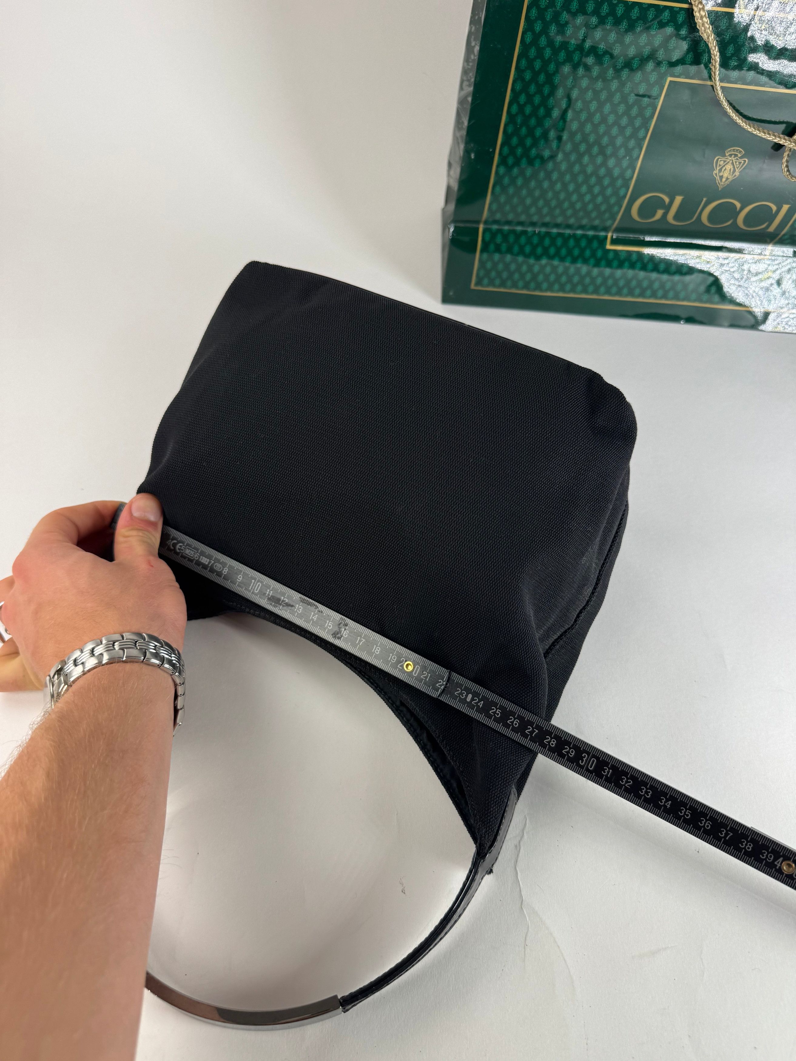 Gucci Vintage Canvas Patent Leather Handbag Black Size ONE SIZE - 10 Thumbnail