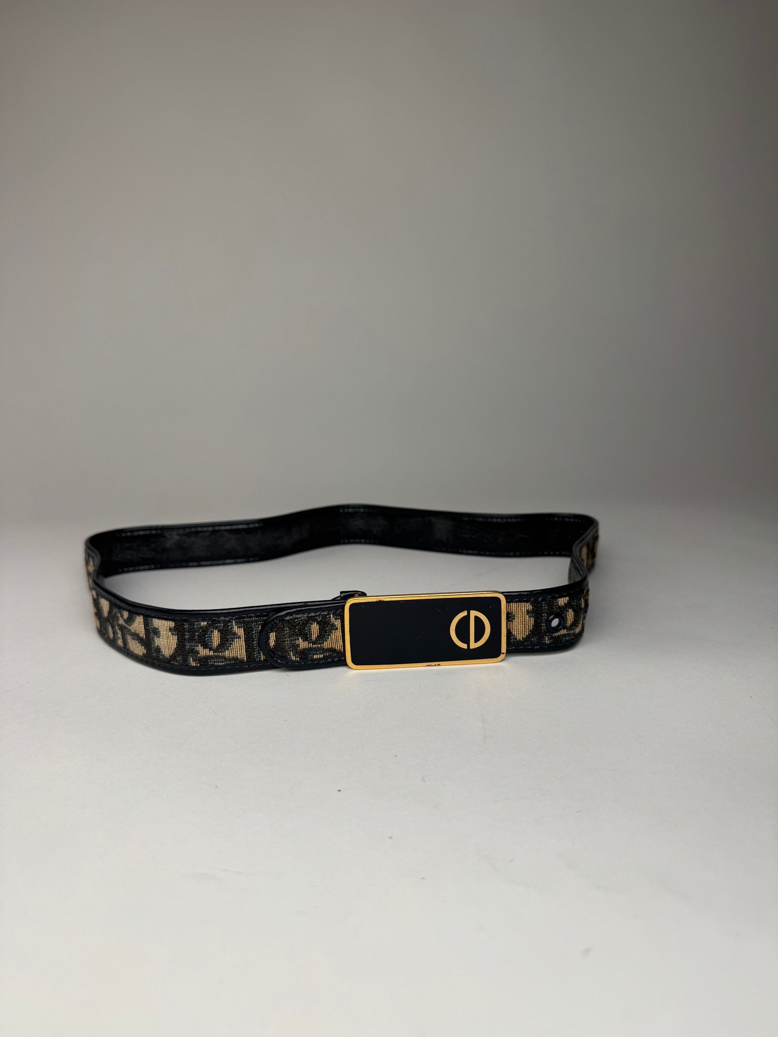 Dior Vintage Oblique Monogram Belt Beige Navy Size ONE SIZE - 7 Thumbnail