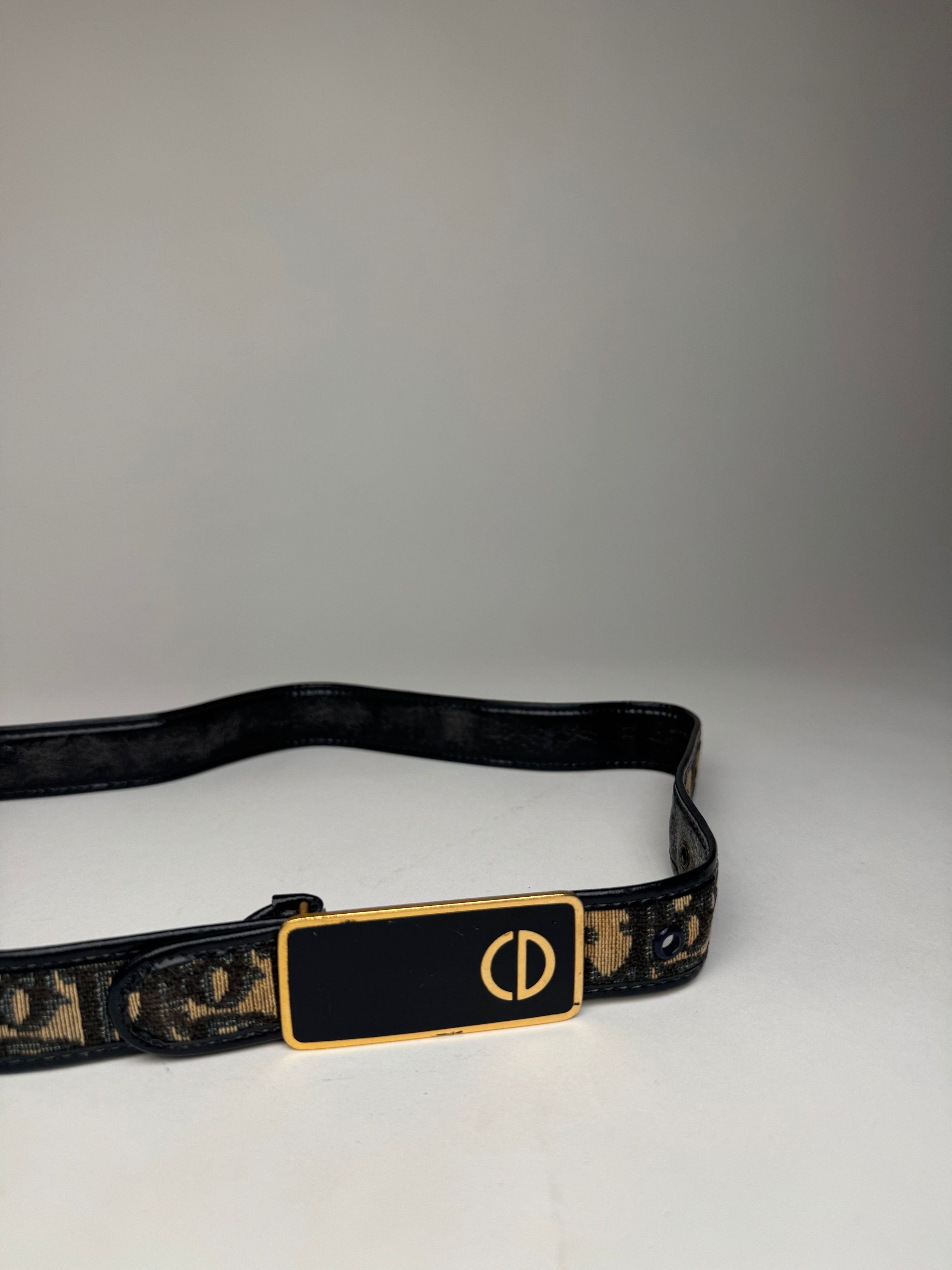 Dior Vintage Oblique Monogram Belt Beige Navy Size ONE SIZE - 2 Thumbnail
