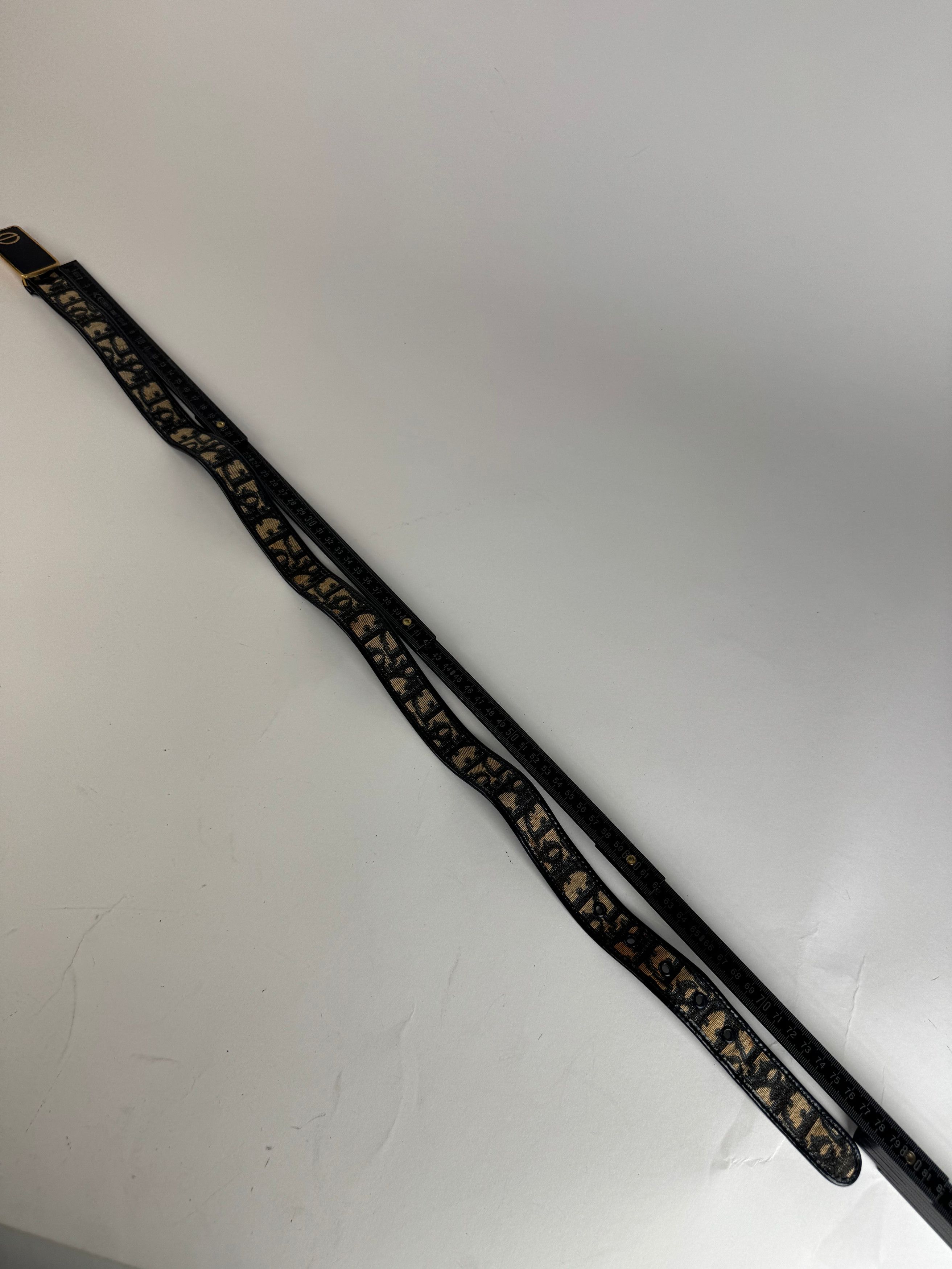 Dior Vintage Oblique Monogram Belt Beige Navy Size ONE SIZE - 11 Thumbnail
