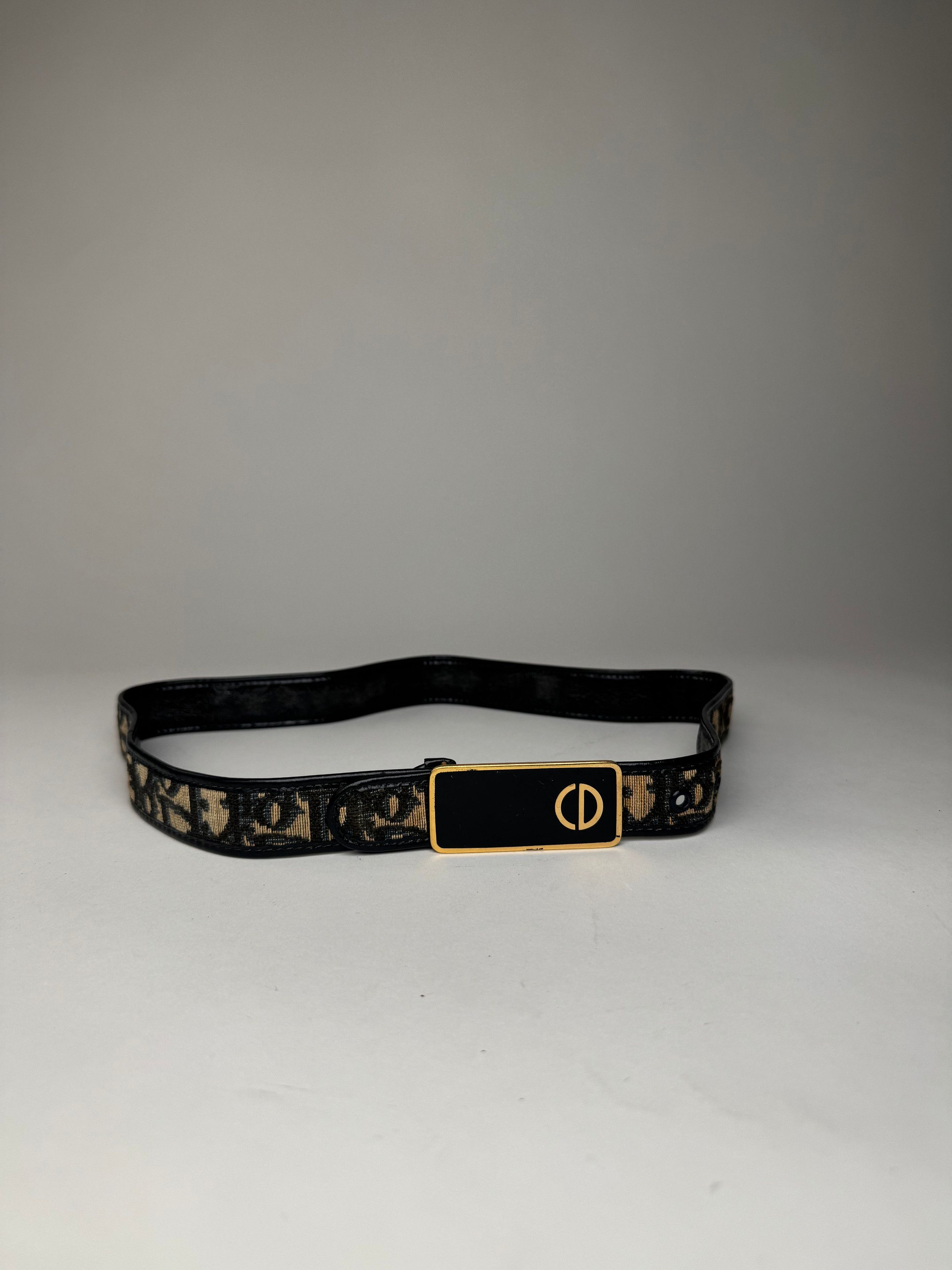 Dior Vintage Oblique Monogram Belt Beige Navy Size ONE SIZE - 14 Thumbnail