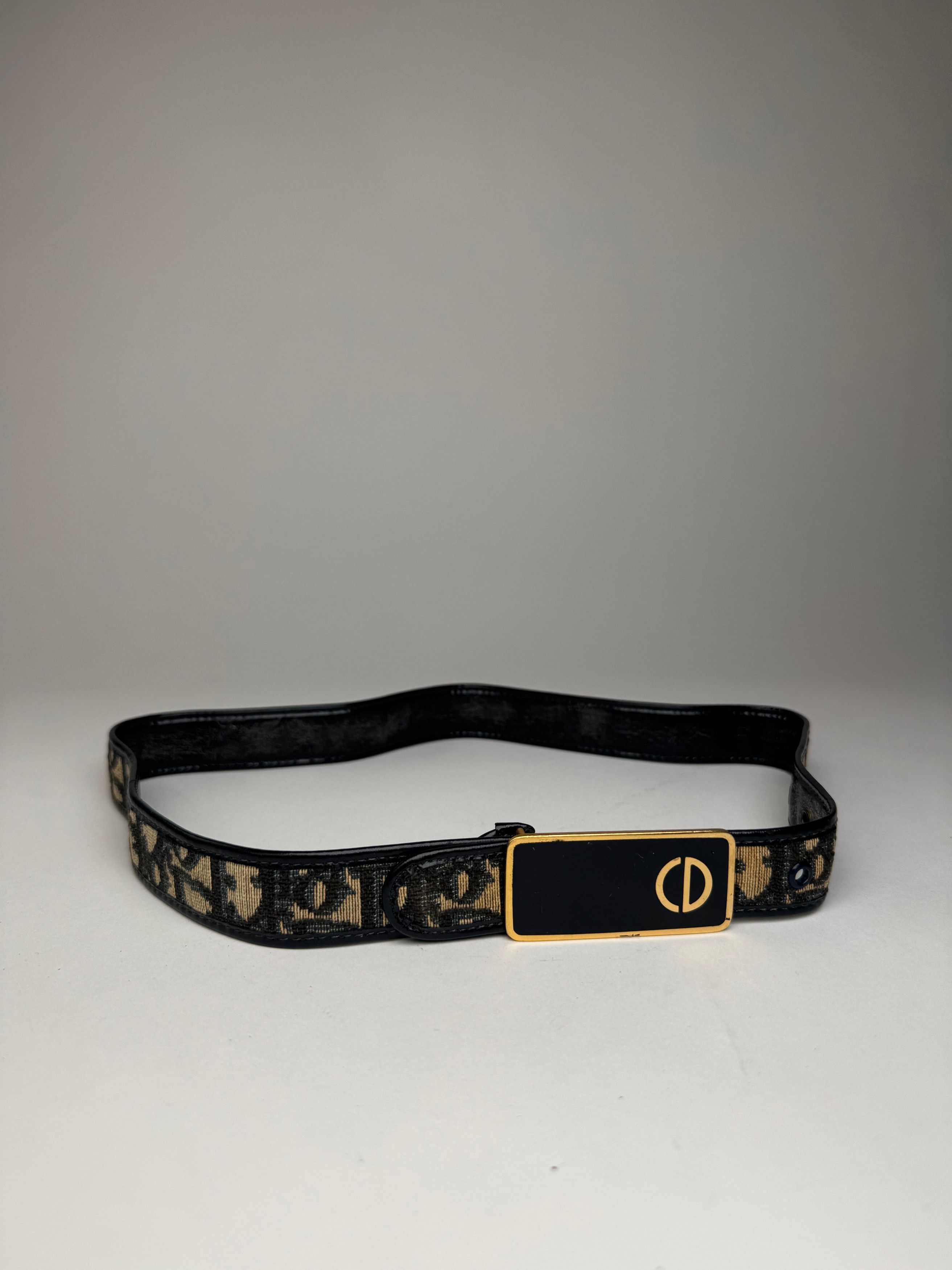 Dior Vintage Oblique Monogram Belt Beige Navy Size ONE SIZE - 10 Thumbnail