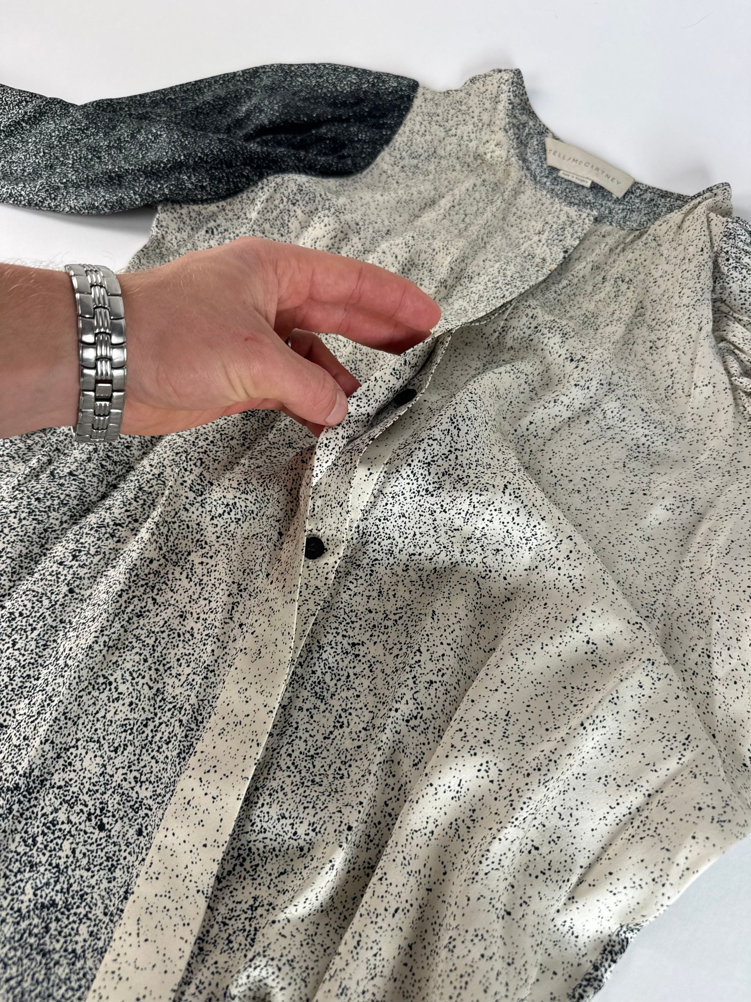Stella McCartney Stella Mc Cartney Avstract Silk Shirt Grey/Black/White M Size M / US 6-8 / IT 42-44 - 7 Thumbnail