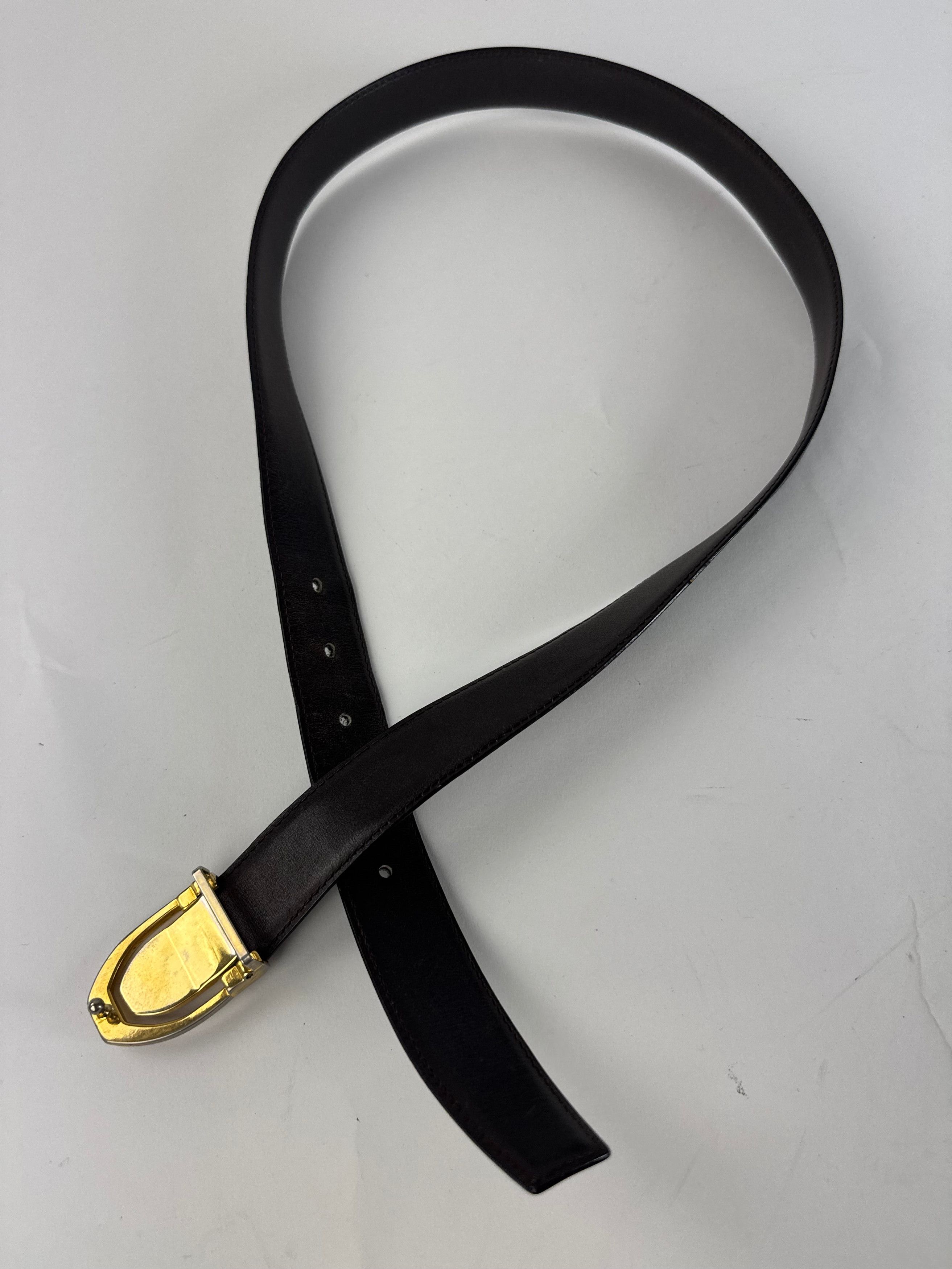 Celine Vintage Paris Triomphe Leather Belt Black Size ONE SIZE - 5 Thumbnail