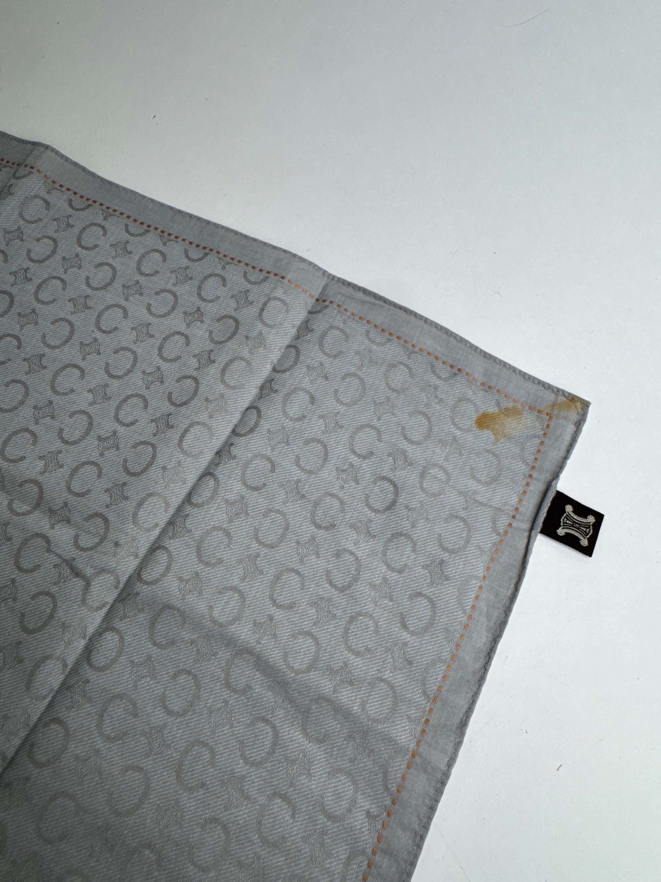 Celine Vintage C Monogram Scarf Silver Black Size ONE SIZE - 3 Thumbnail