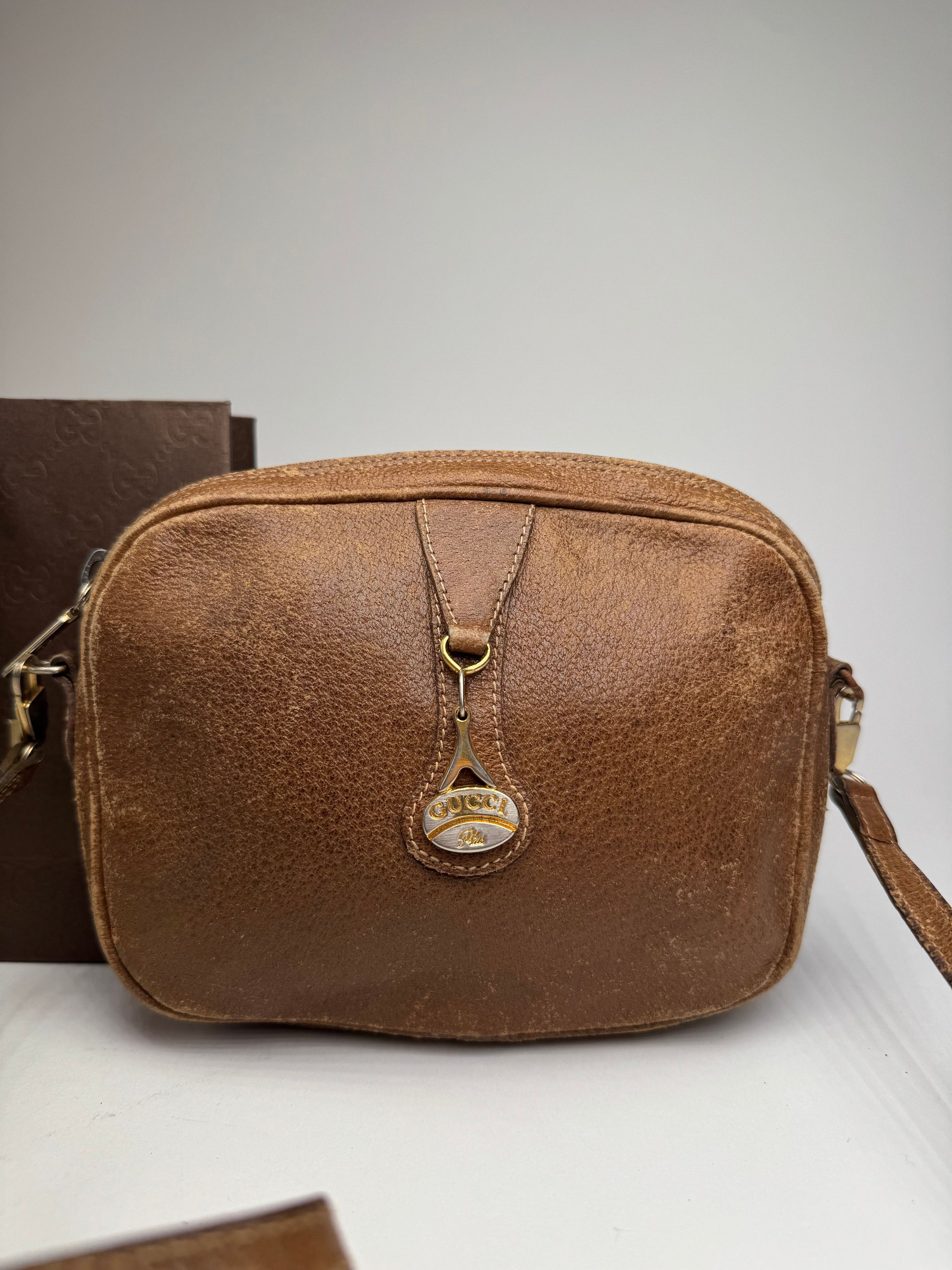 Gucci Vintage Leather Shoulder Bag Brown Size ONE SIZE - 9 Thumbnail