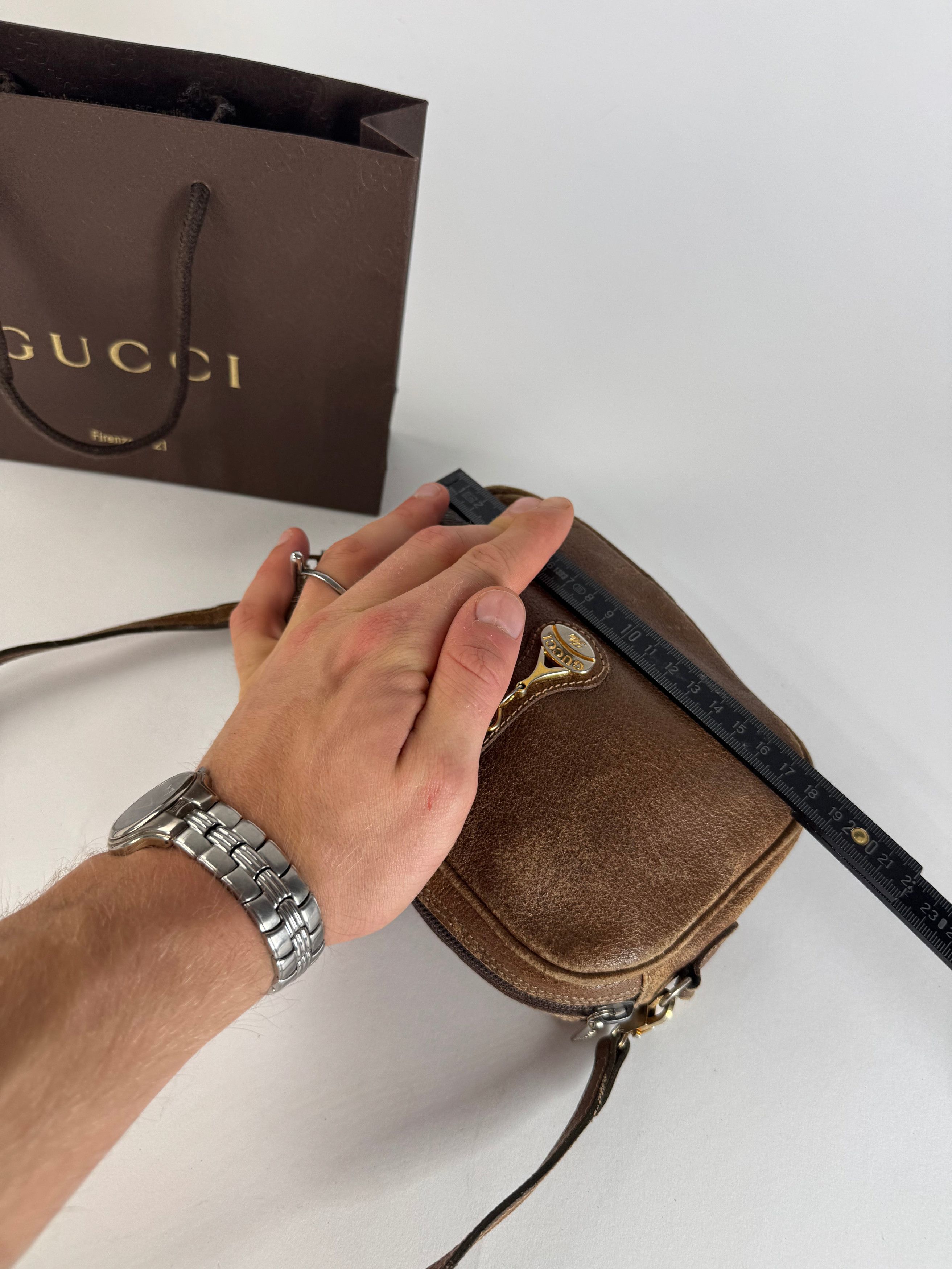 Gucci Vintage Leather Shoulder Bag Brown Size ONE SIZE - 13 Thumbnail