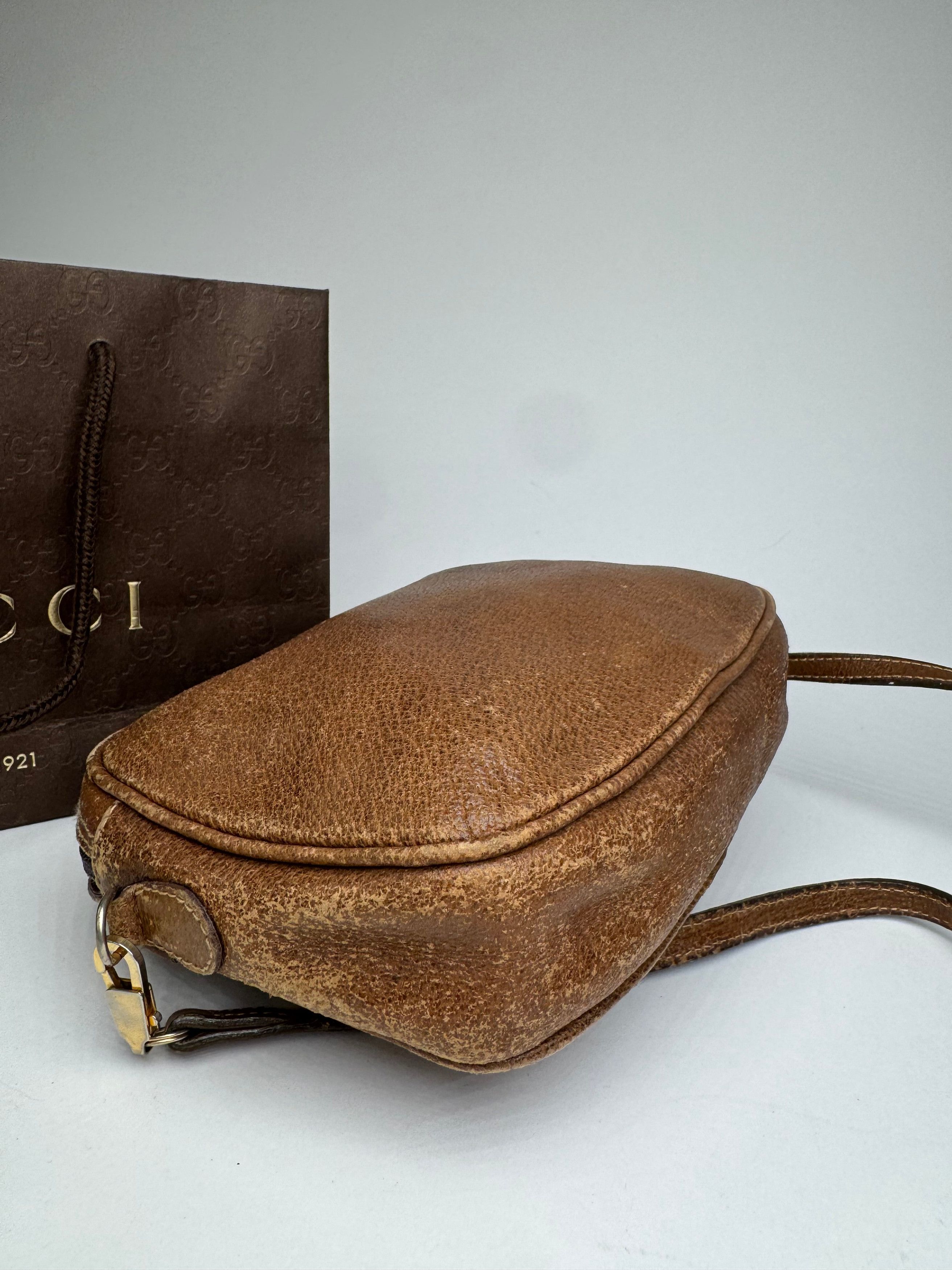 Gucci Vintage Leather Shoulder Bag Brown Size ONE SIZE - 12 Thumbnail