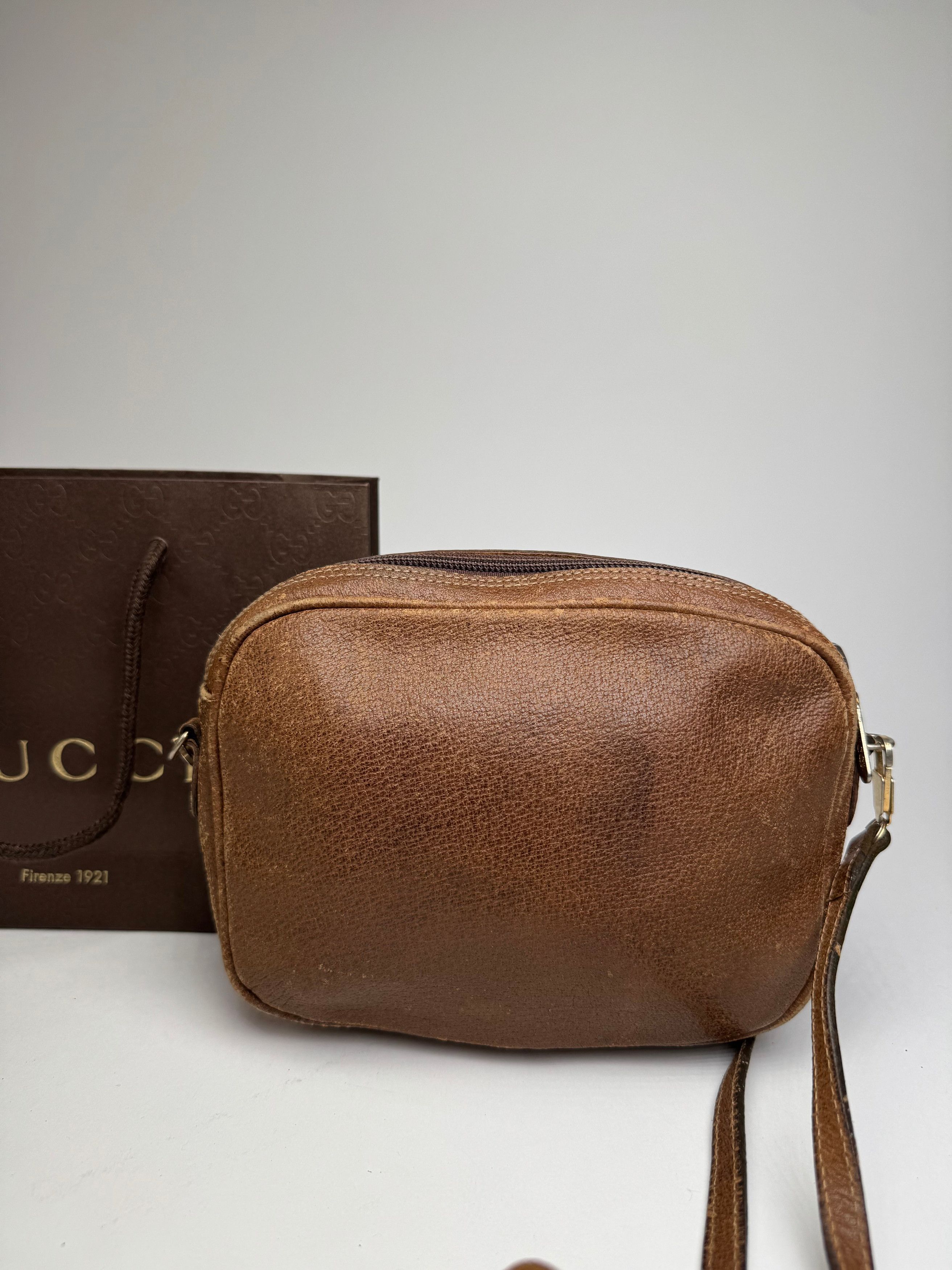 Gucci Vintage Leather Shoulder Bag Brown Size ONE SIZE - 11 Thumbnail