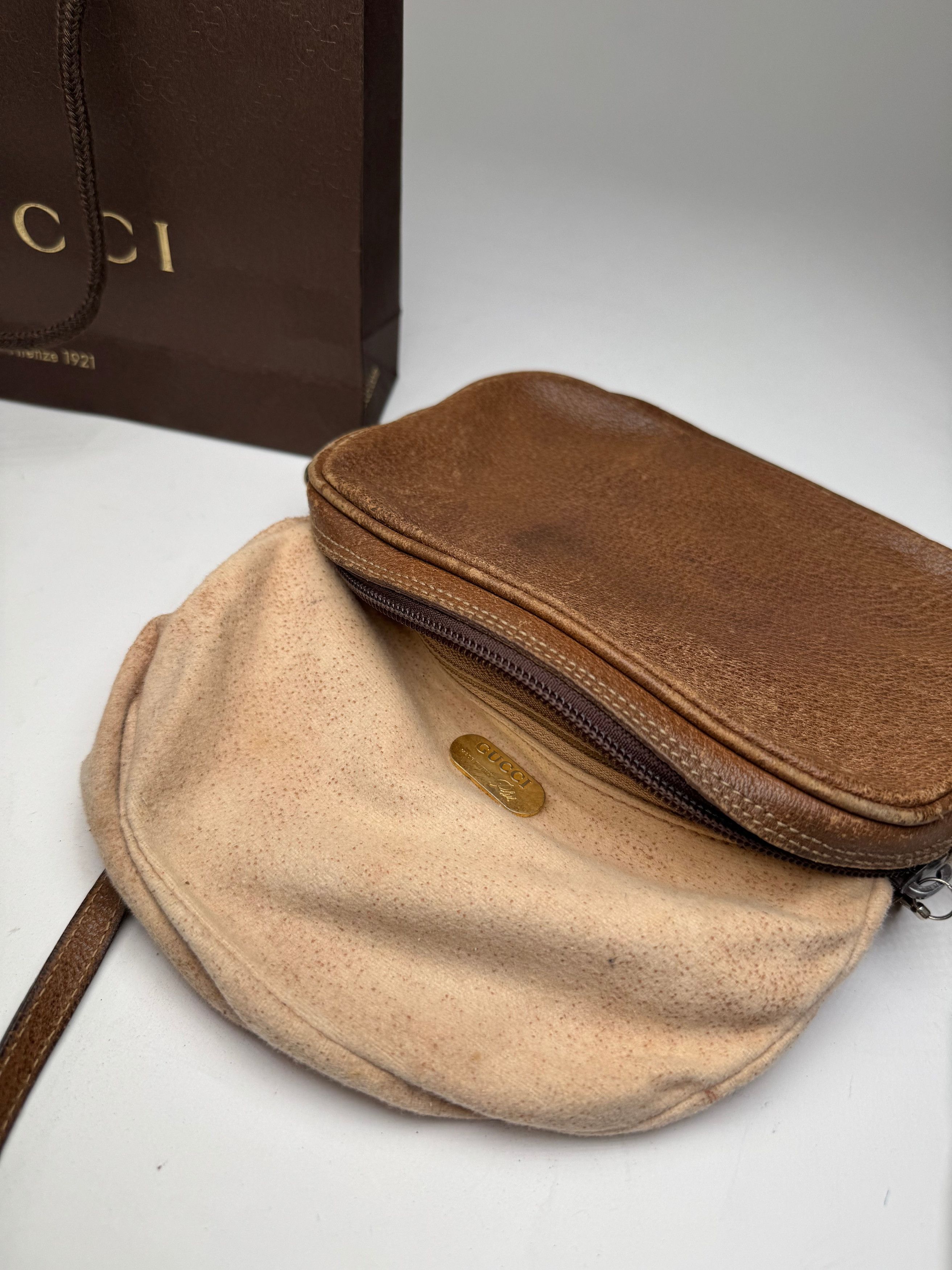 Gucci Vintage Leather Shoulder Bag Brown Size ONE SIZE - 3 Thumbnail