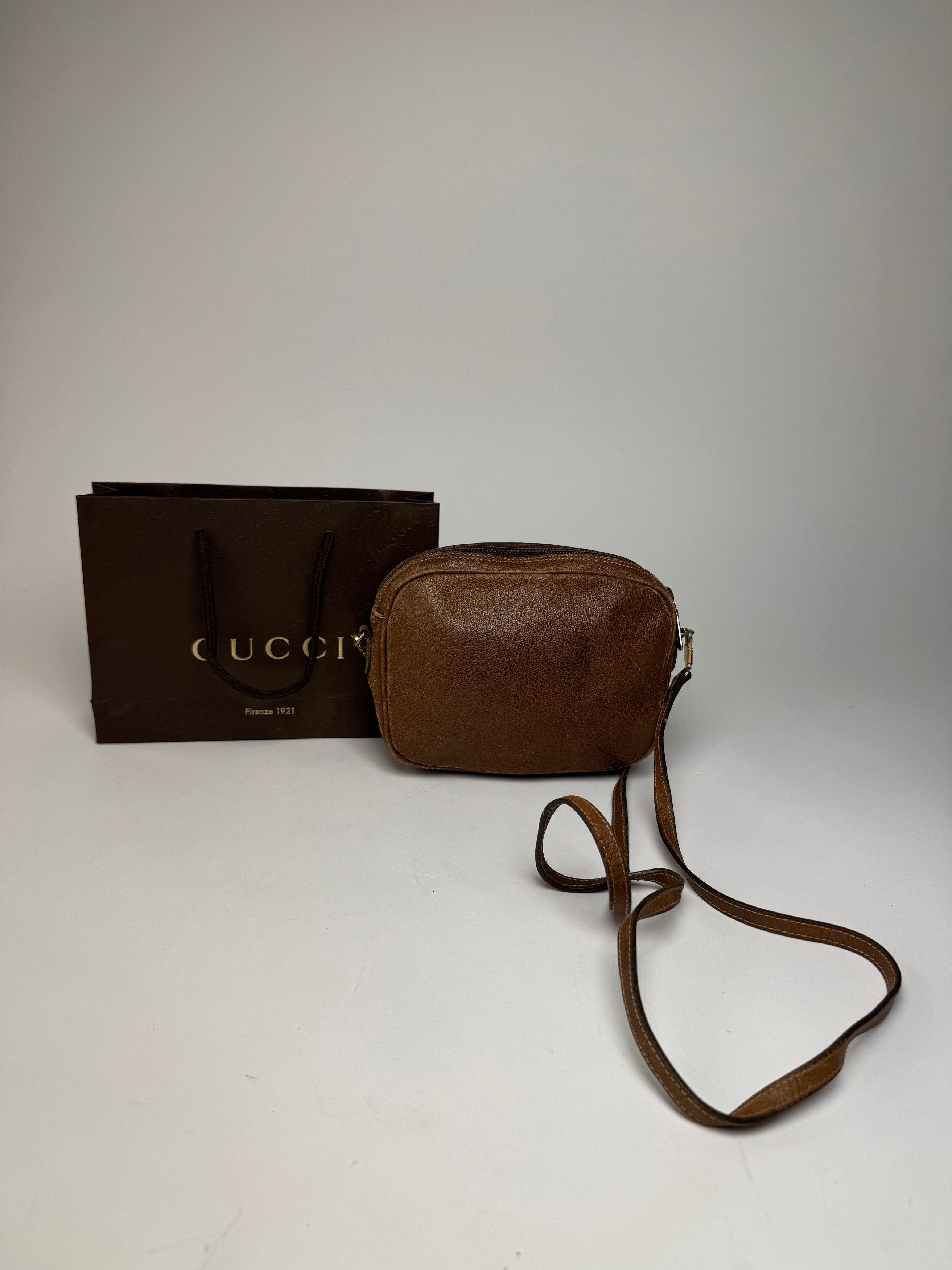 Gucci Vintage Leather Shoulder Bag Brown Size ONE SIZE - 2 Thumbnail