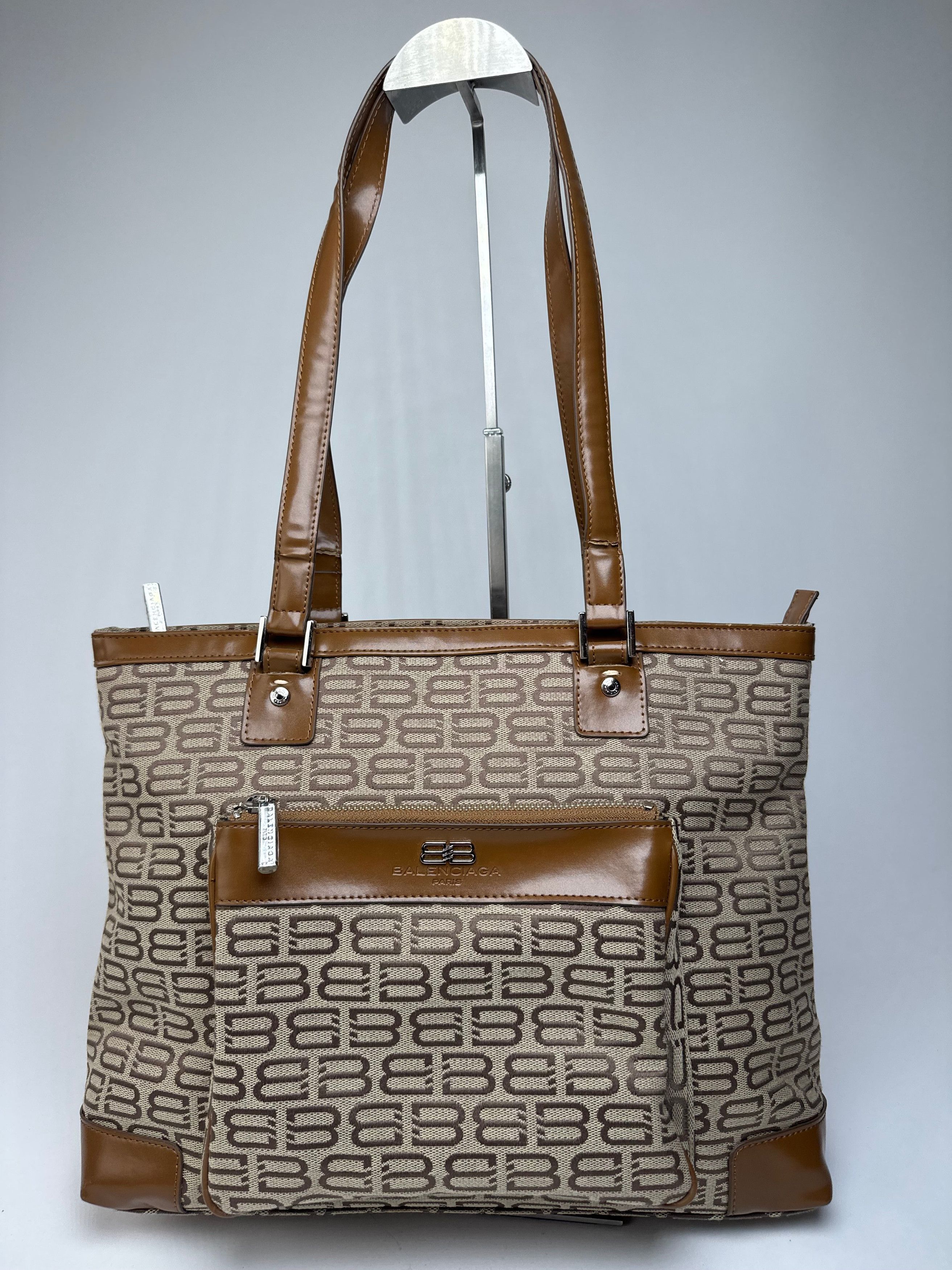 Balenciaga Vintage Monogram Handbag Beige Brown Size ONE SIZE - 5 Thumbnail