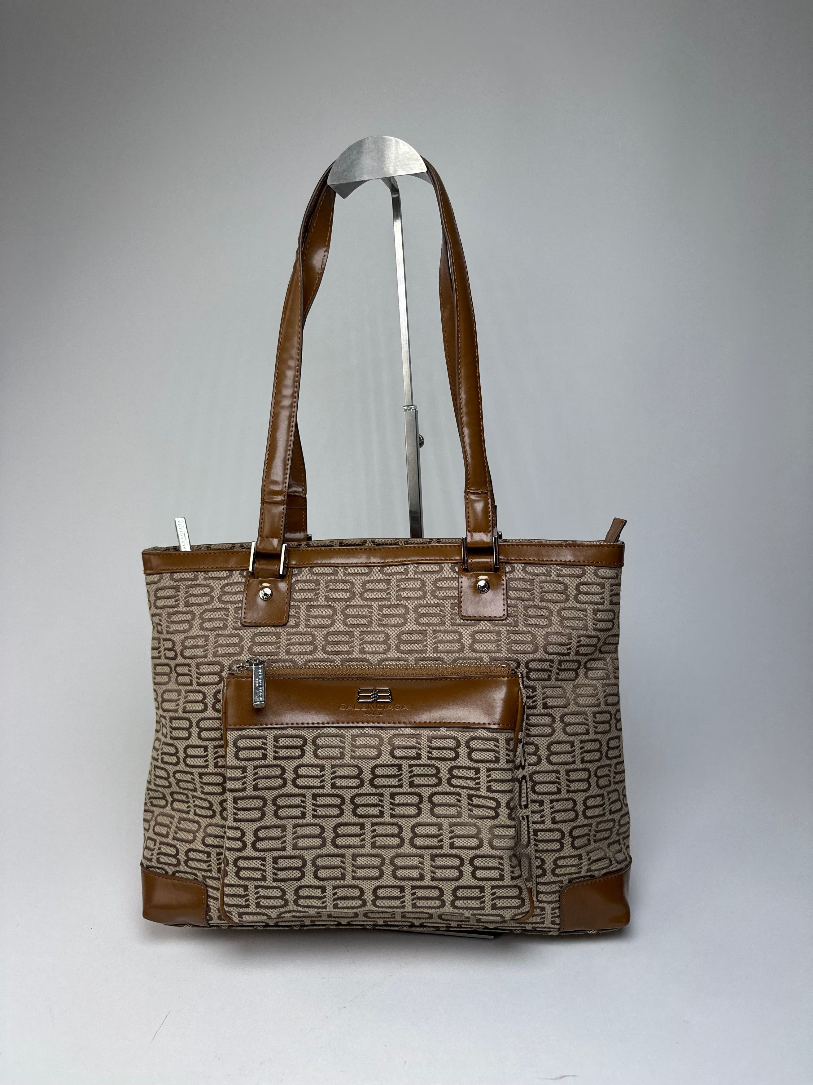 Balenciaga Vintage Monogram Handbag Beige Brown Size ONE SIZE - 6 Thumbnail