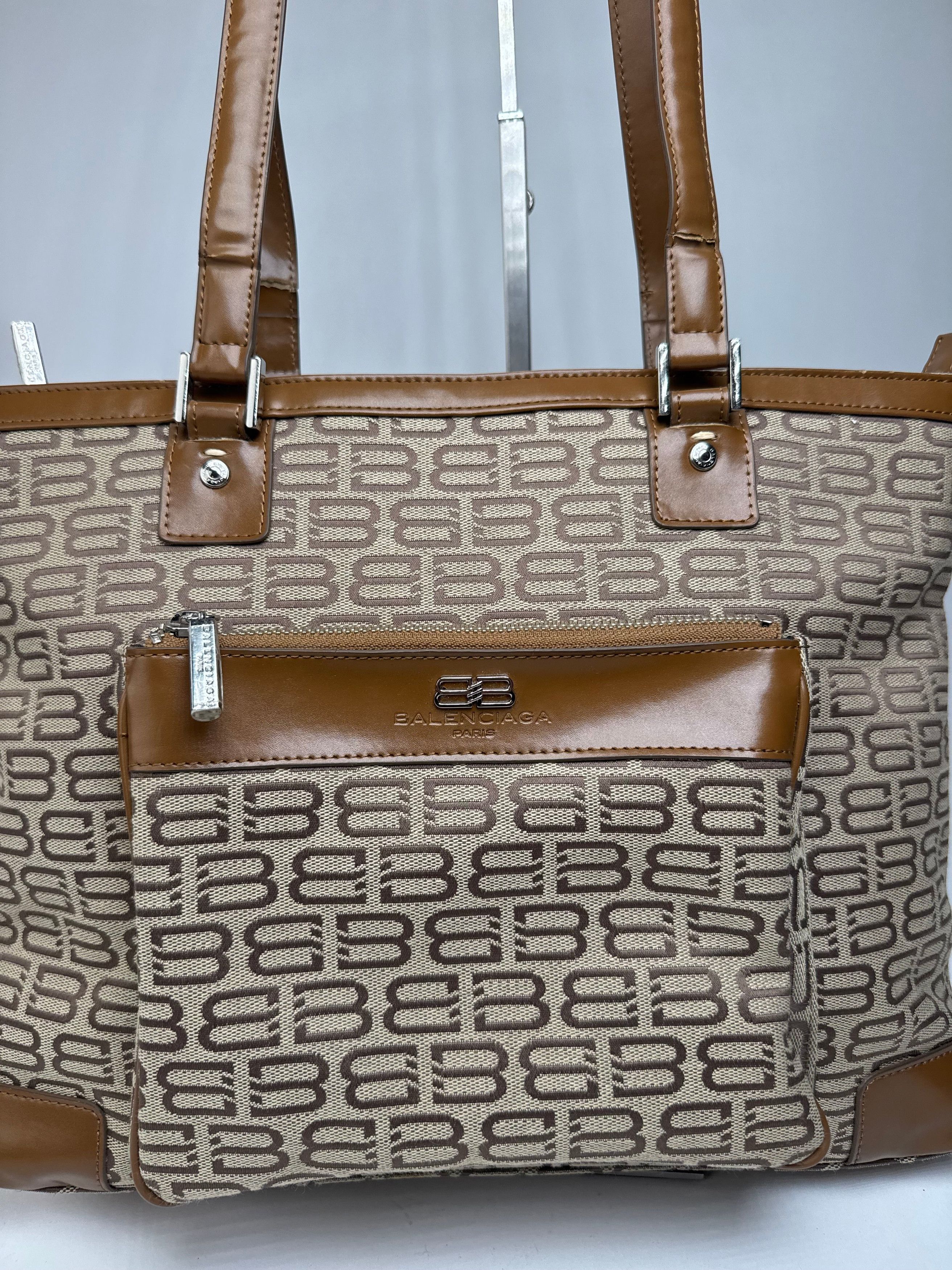 Balenciaga Vintage Monogram Handbag Beige Brown Size ONE SIZE - 7 Thumbnail