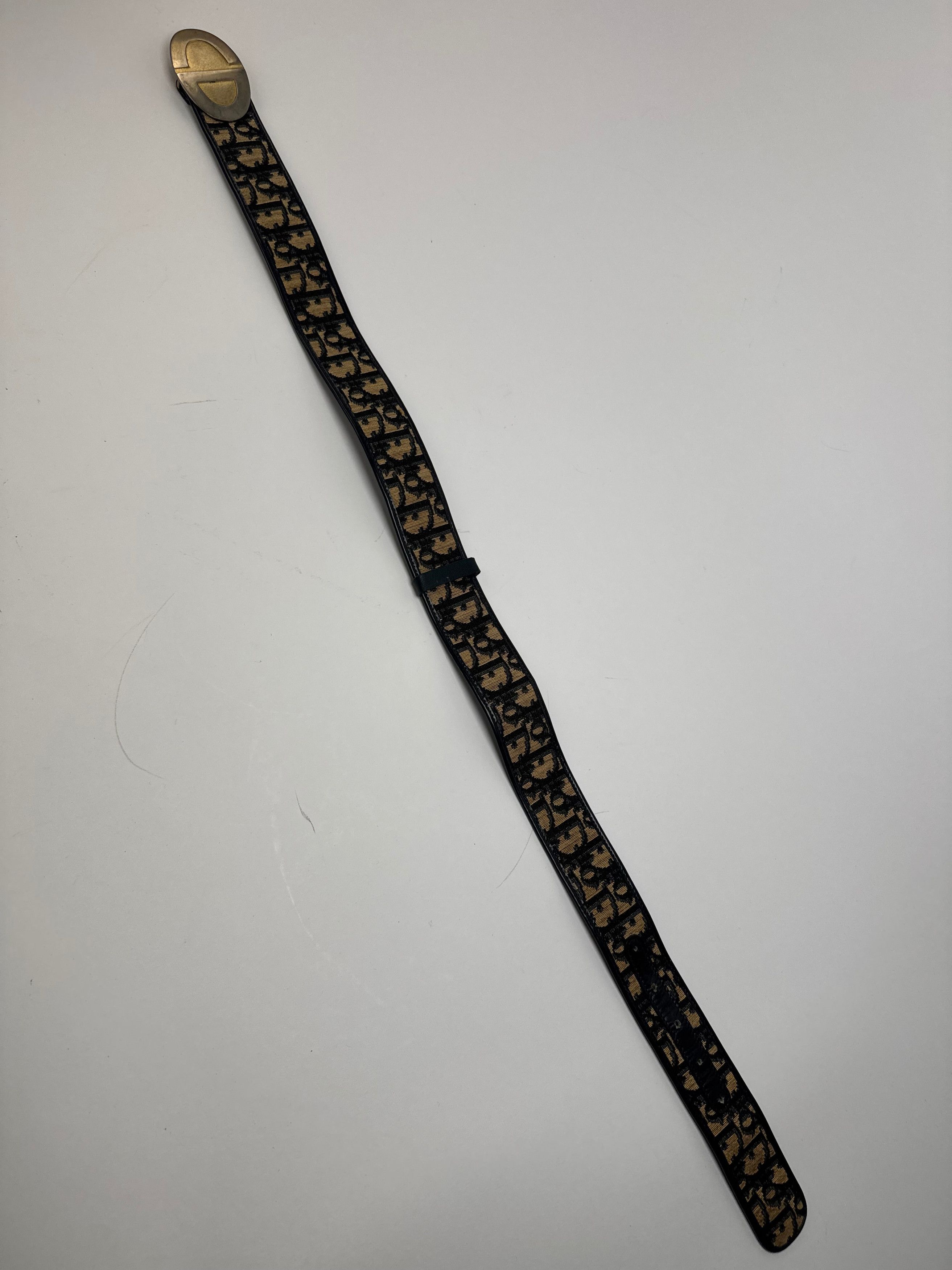 Dior Vintage Oblique Monogram Belt Beige Navy Size ONE SIZE - 12 Thumbnail