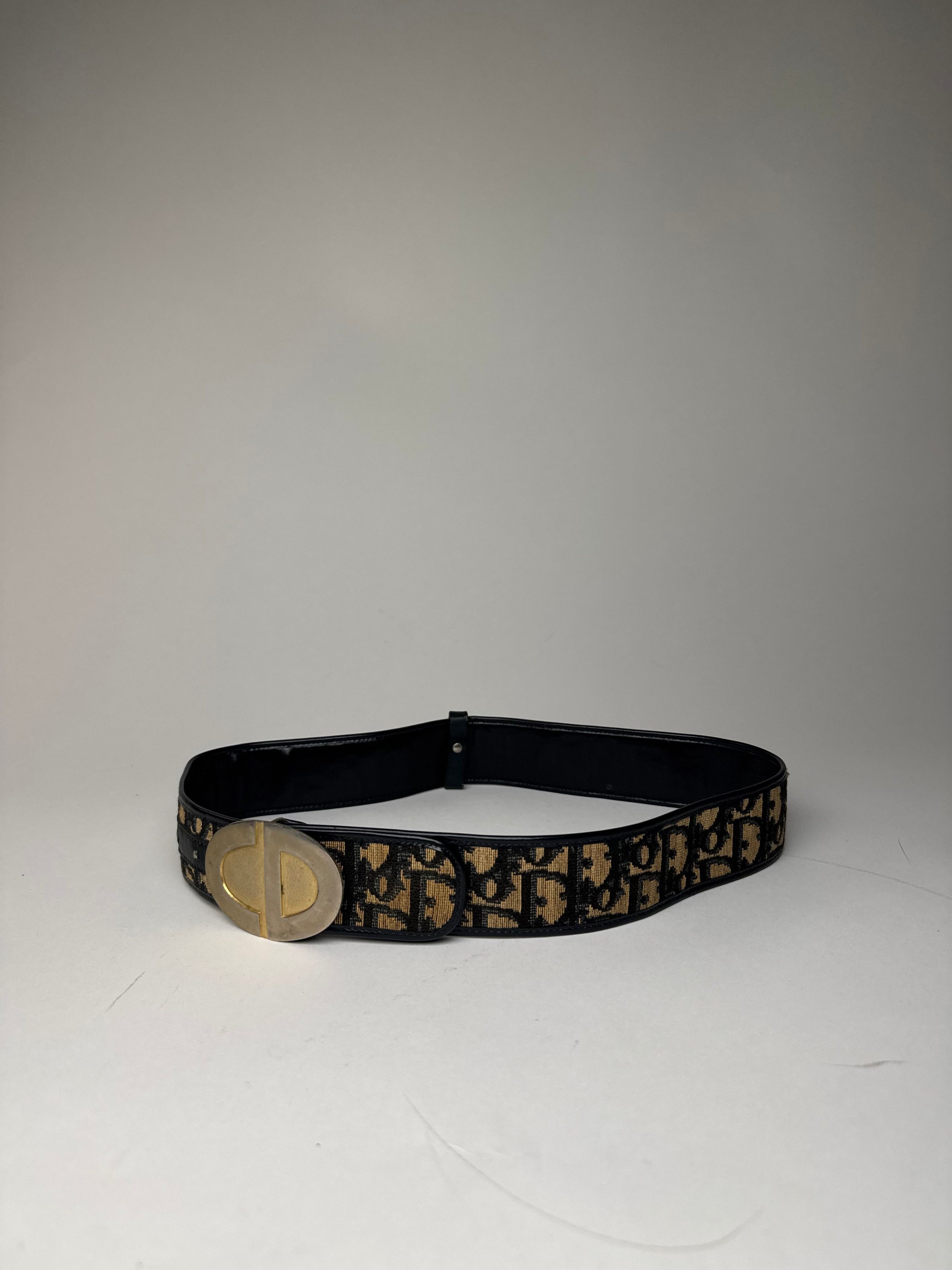 Dior Vintage Oblique Monogram Belt Beige Navy Size ONE SIZE - 6 Thumbnail