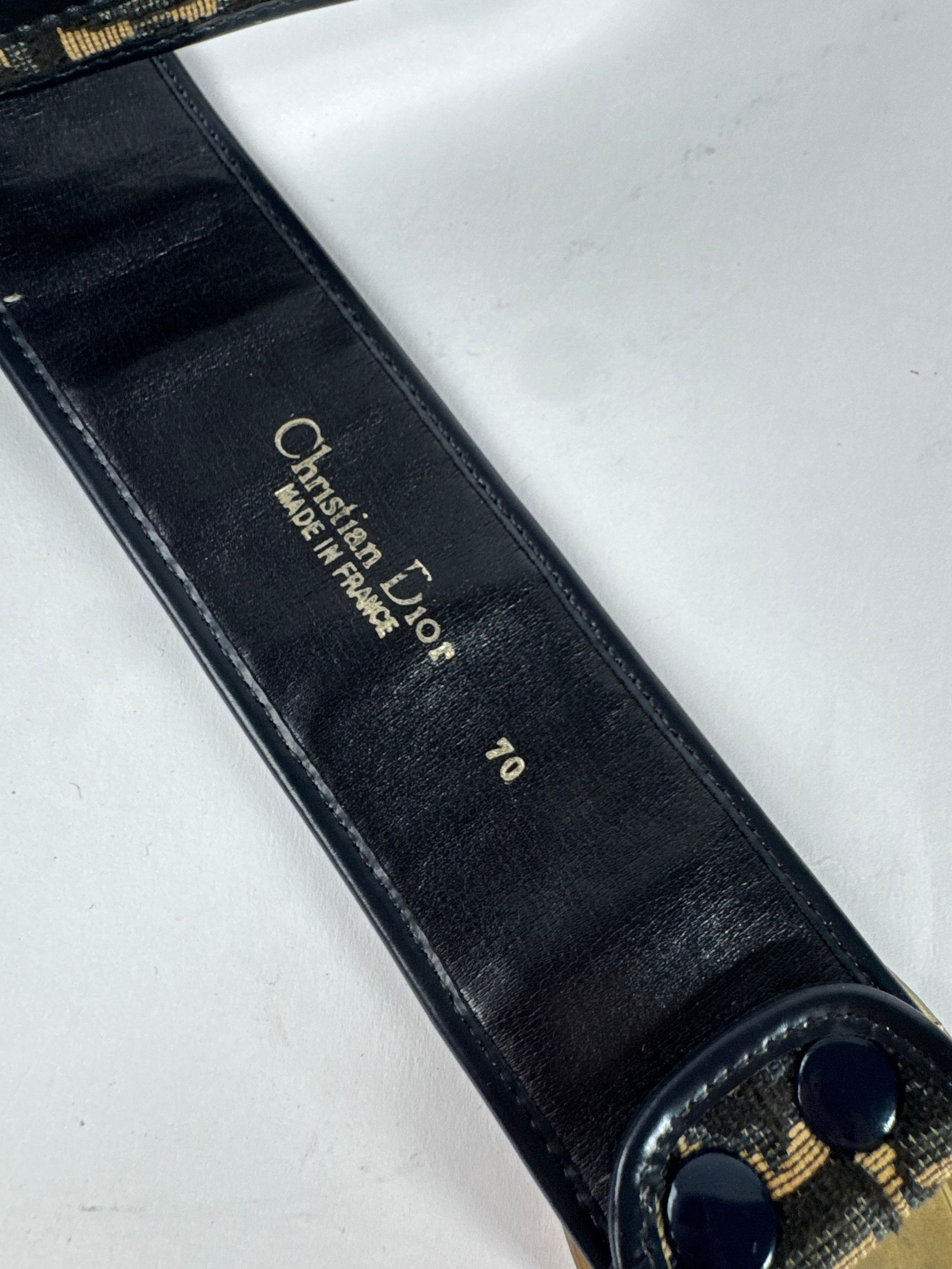 Dior Vintage Oblique Monogram Belt Beige Navy Size ONE SIZE - 8 Thumbnail