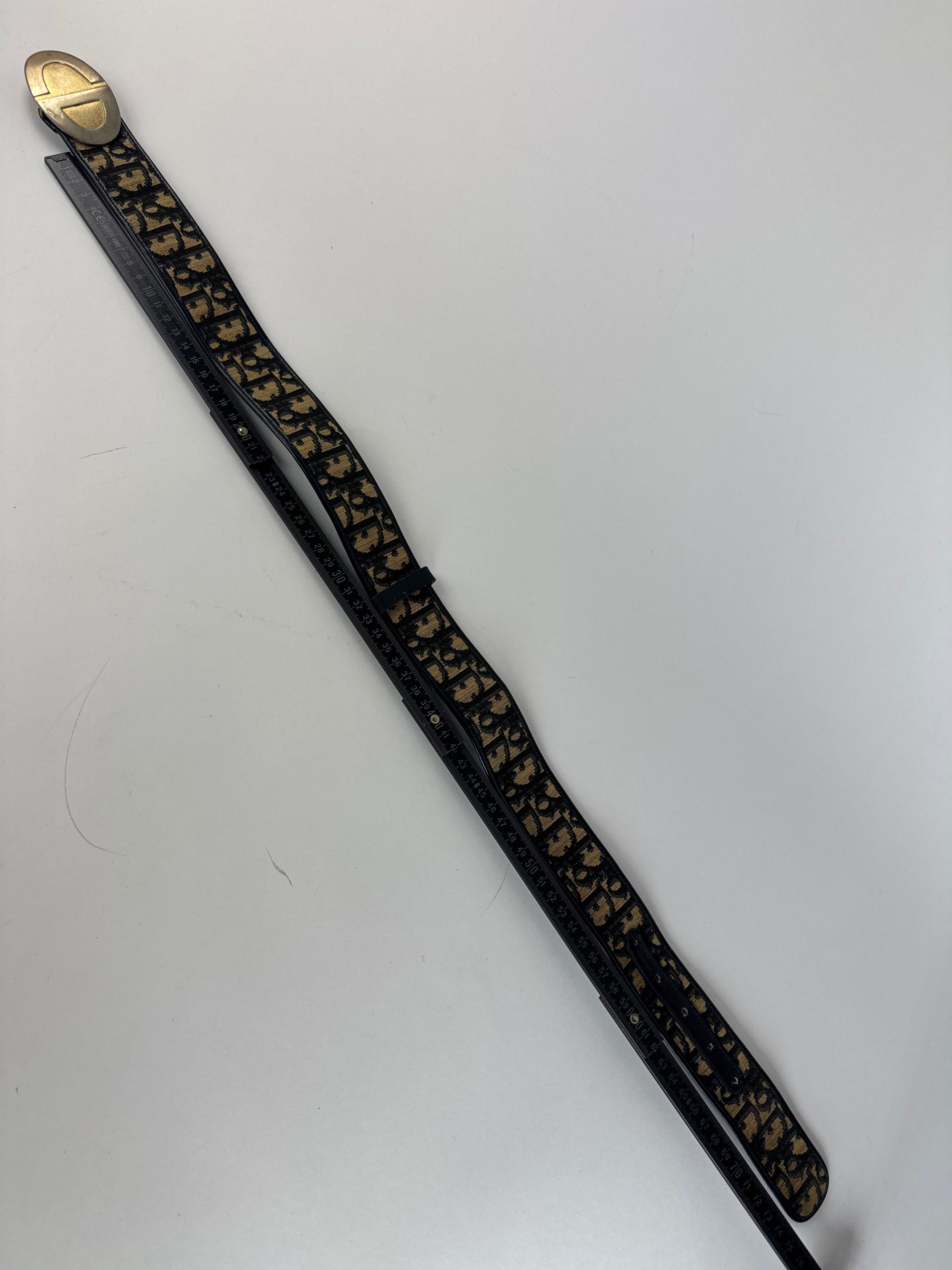 Dior Vintage Oblique Monogram Belt Beige Navy Size ONE SIZE - 5 Thumbnail