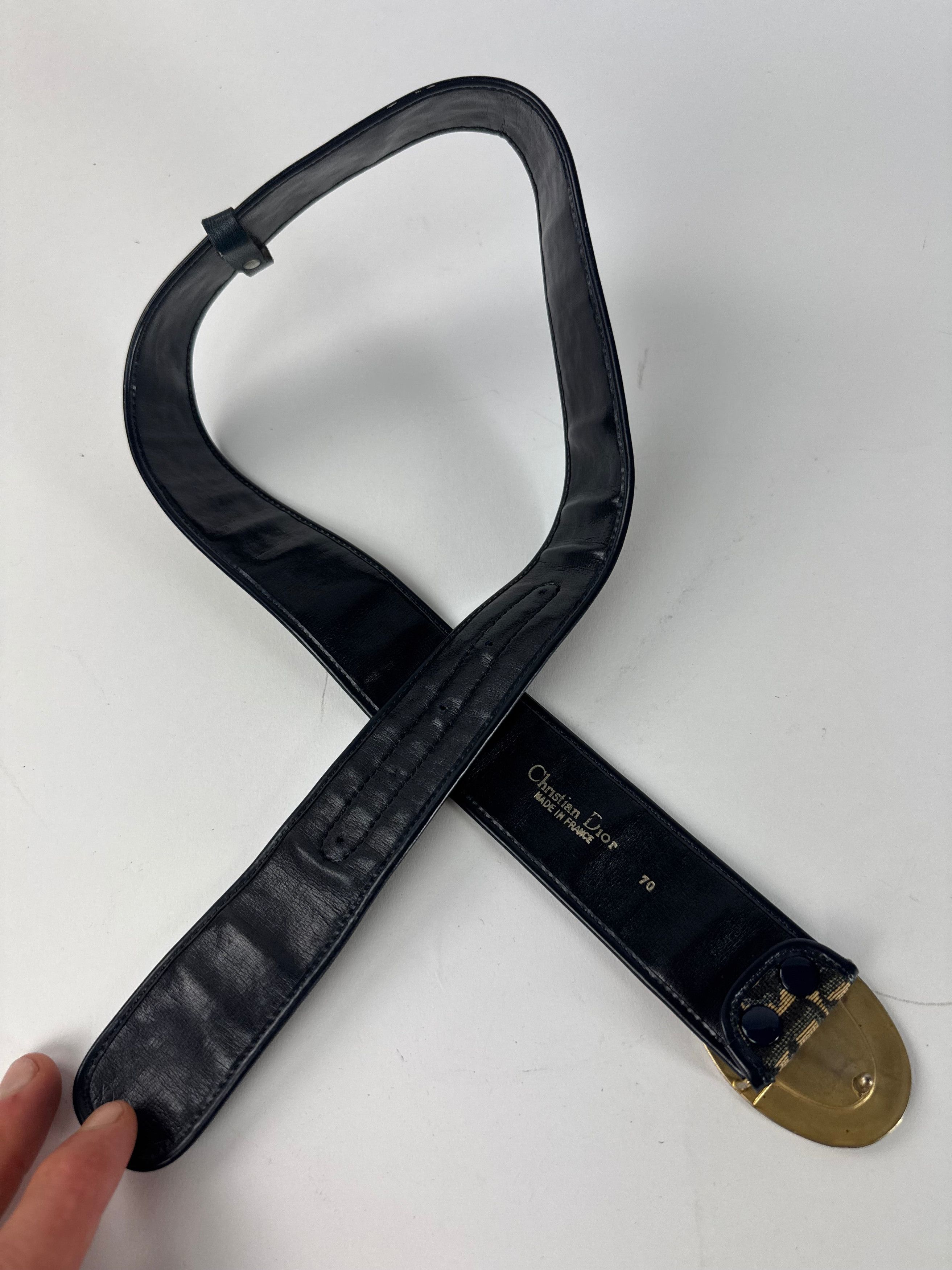 Dior Vintage Oblique Monogram Belt Beige Navy Size ONE SIZE - 7 Thumbnail
