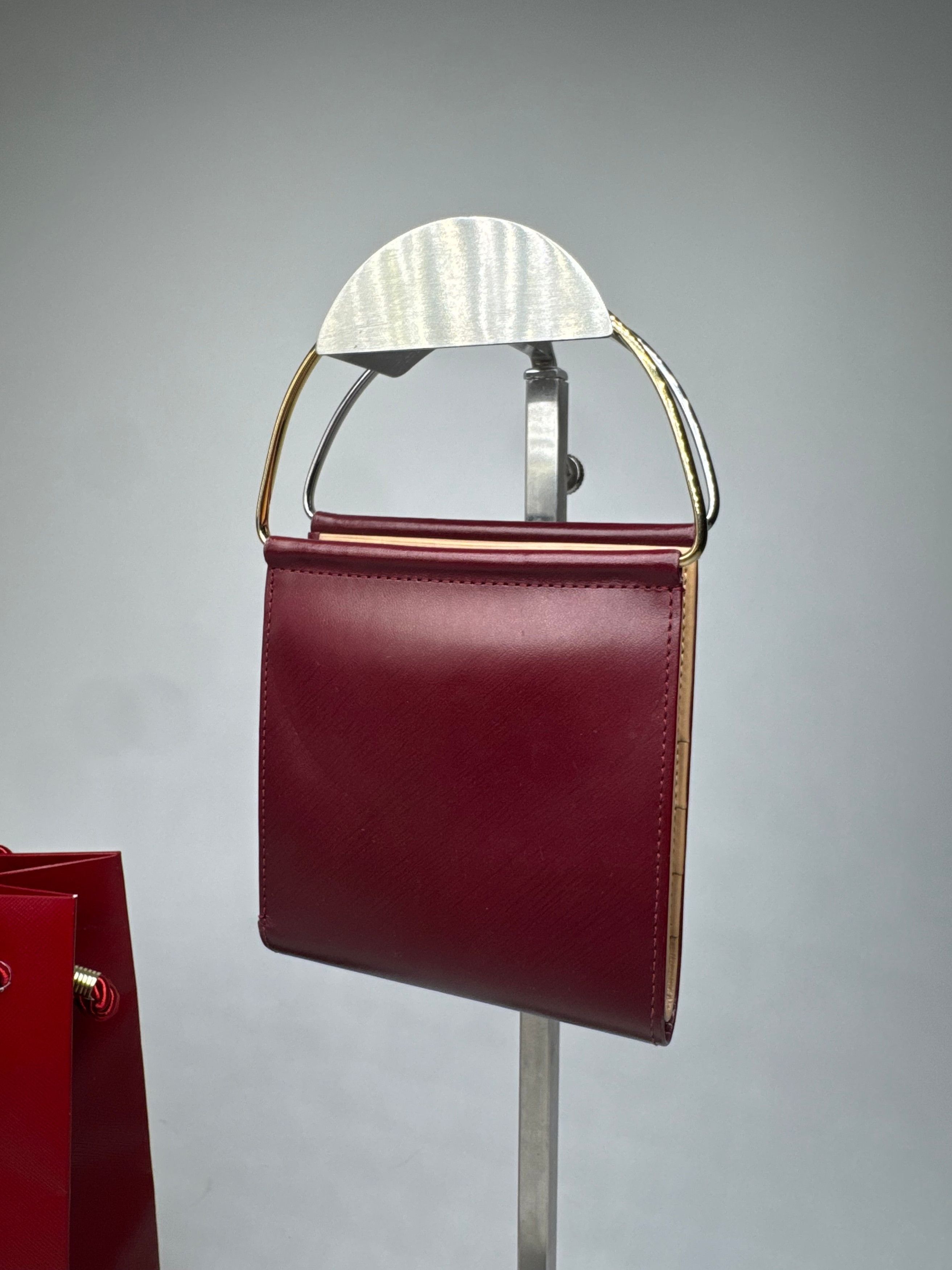Cartier Vintage Leather Card Holder / Mini Bag Burgundy Size ONE SIZE - 4 Thumbnail