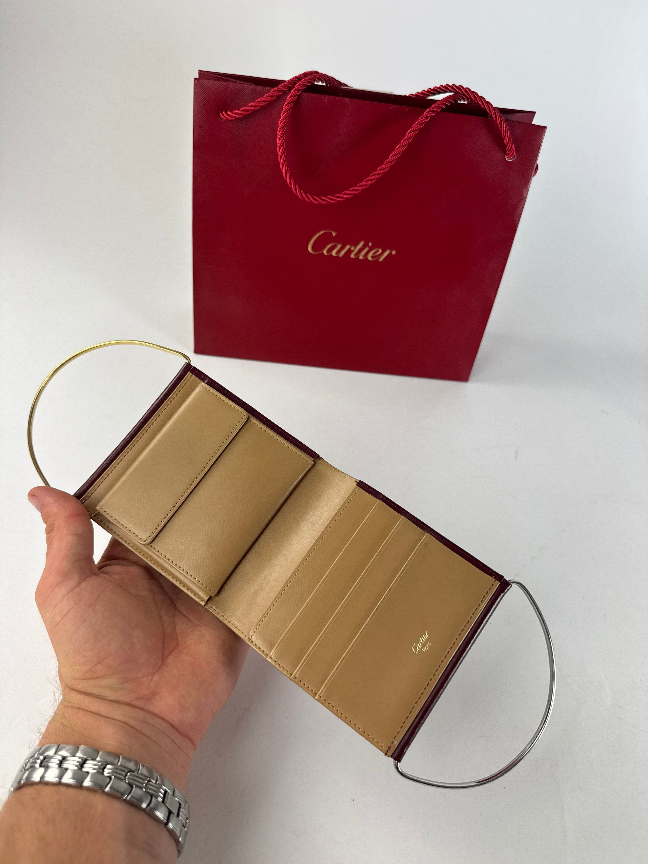 Cartier Vintage Leather Card Holder / Mini Bag Burgundy Size ONE SIZE - 3 Thumbnail