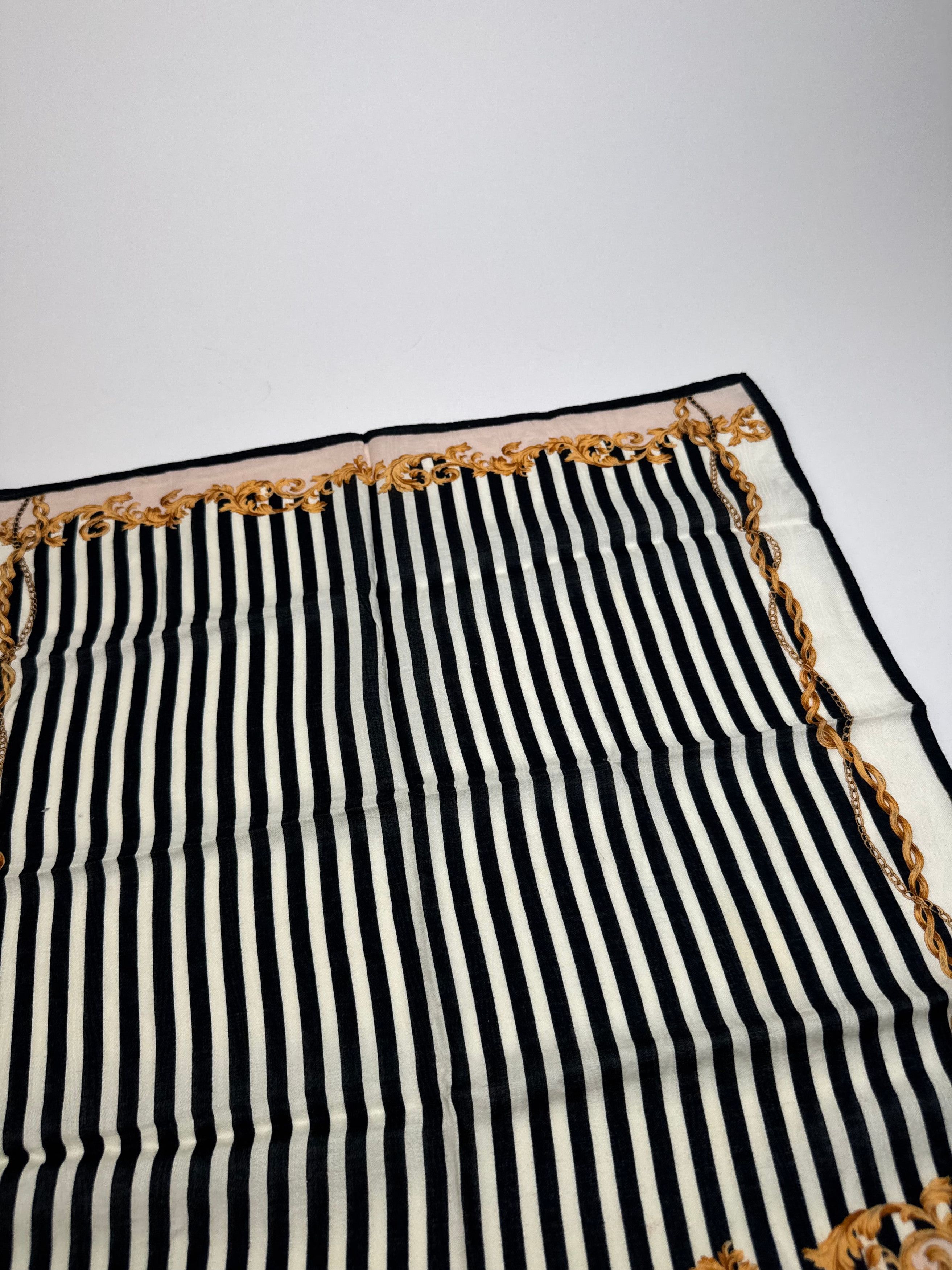 Fendi Vintage Striped Scarf Black White Gold Size ONE SIZE - 6 Thumbnail