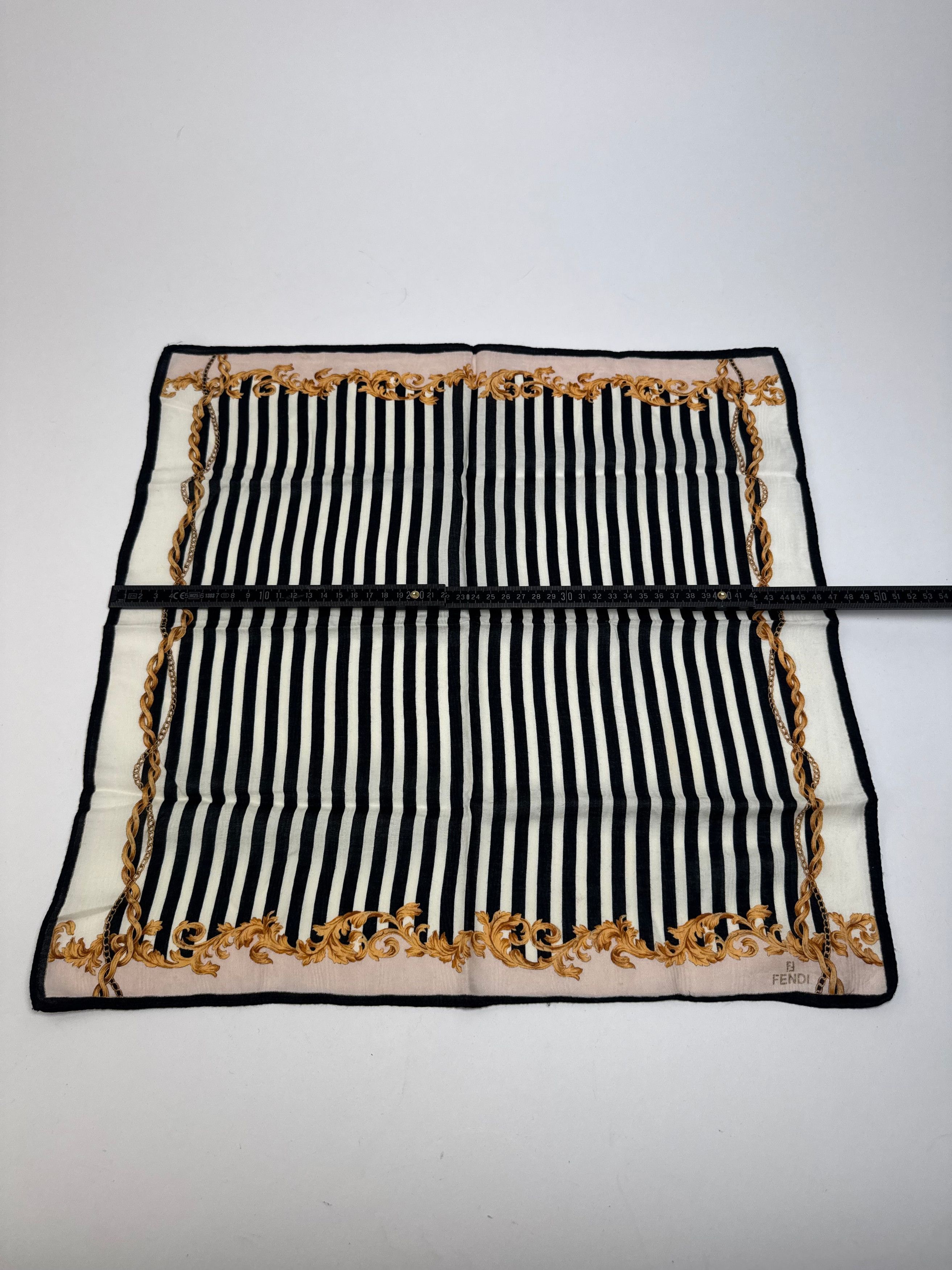 Fendi Vintage Striped Scarf Black White Gold Size ONE SIZE - 7 Thumbnail