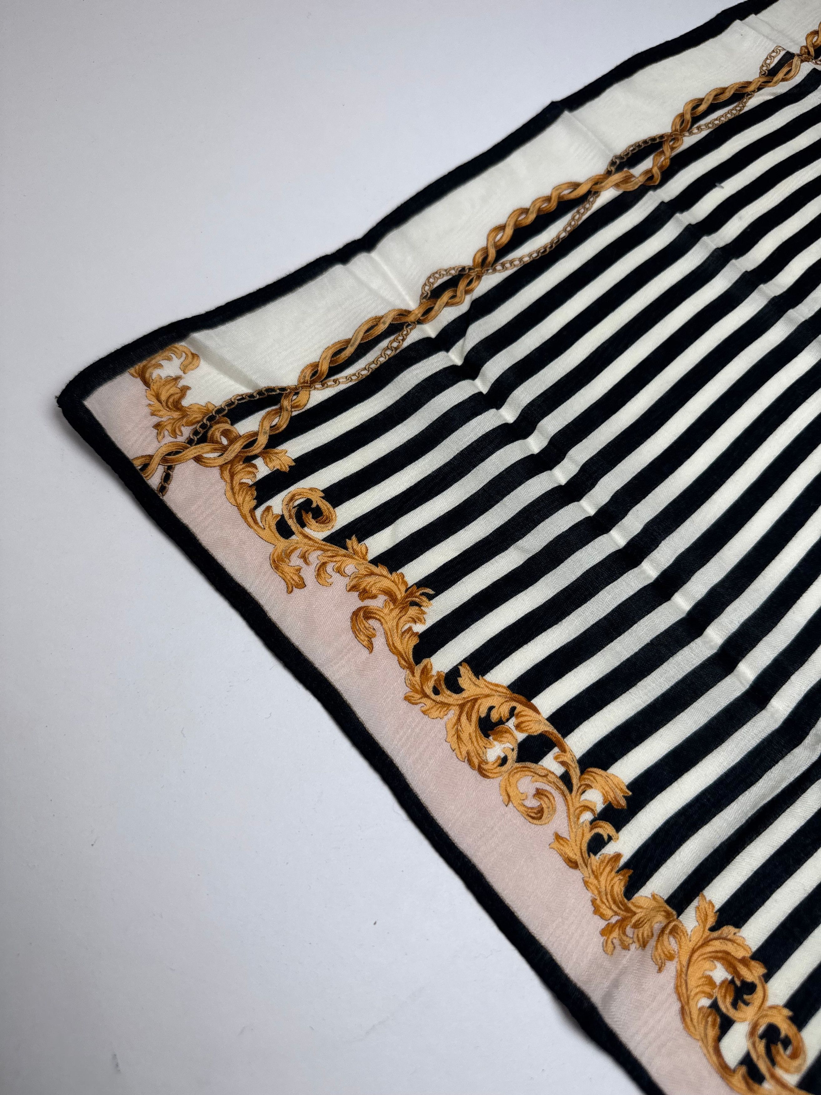 Fendi Vintage Striped Scarf Black White Gold Size ONE SIZE - 3 Thumbnail
