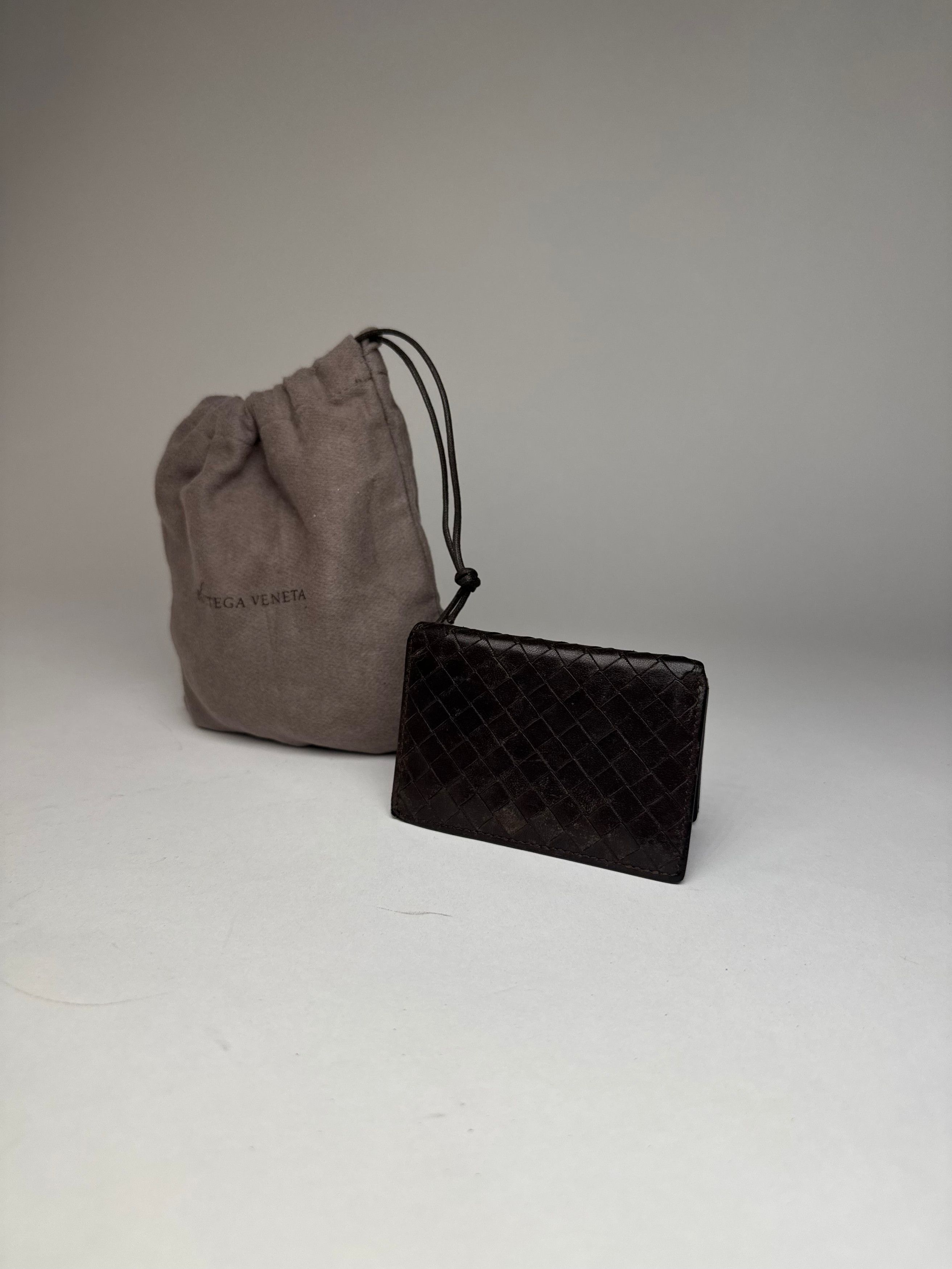 Bottega Veneta Vintage Intrecciato Leather Card Holder Brown Size ONE SIZE - 2 Thumbnail