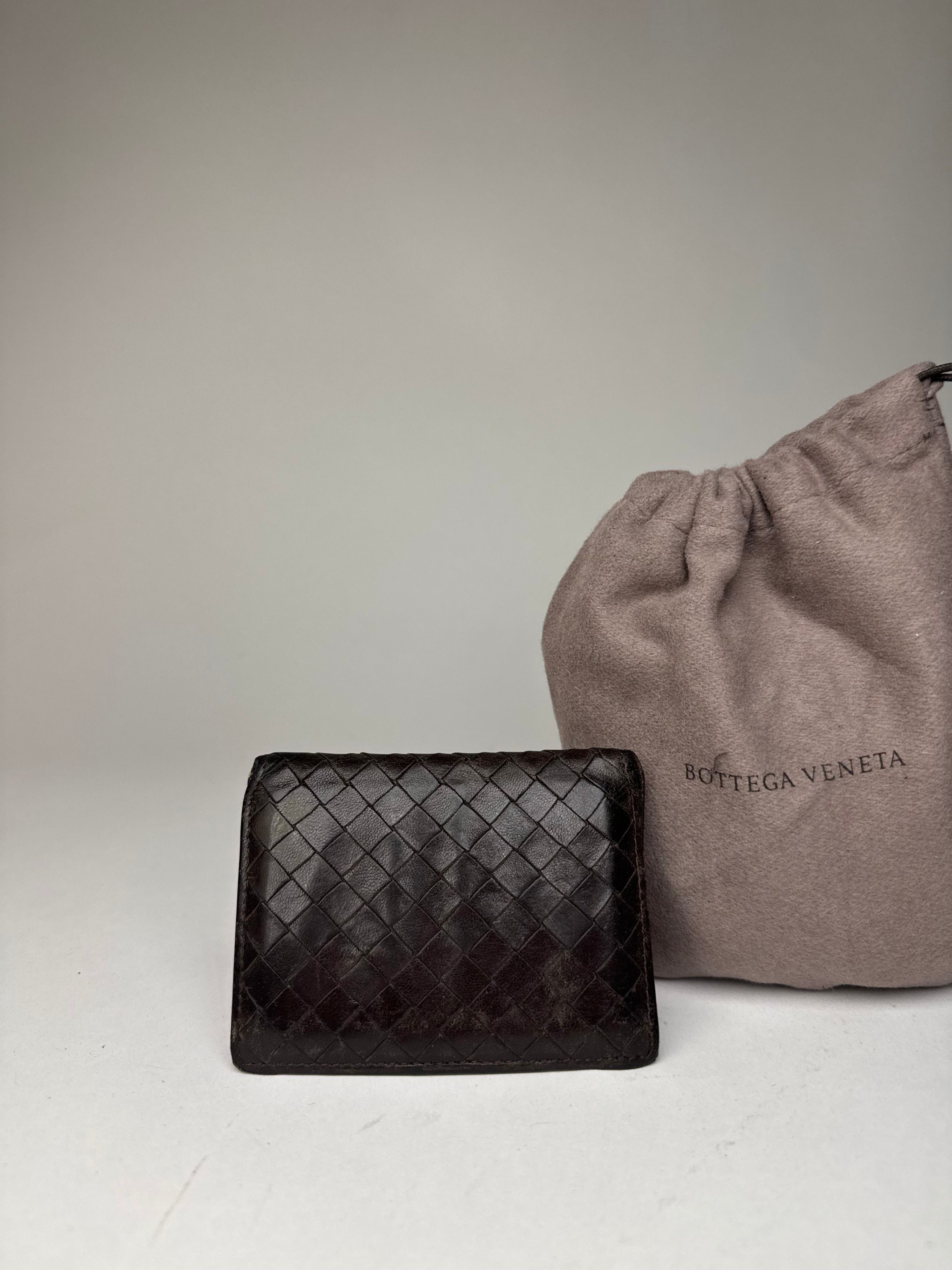 Bottega Veneta Vintage Intrecciato Leather Card Holder Brown Size ONE SIZE - 3 Thumbnail