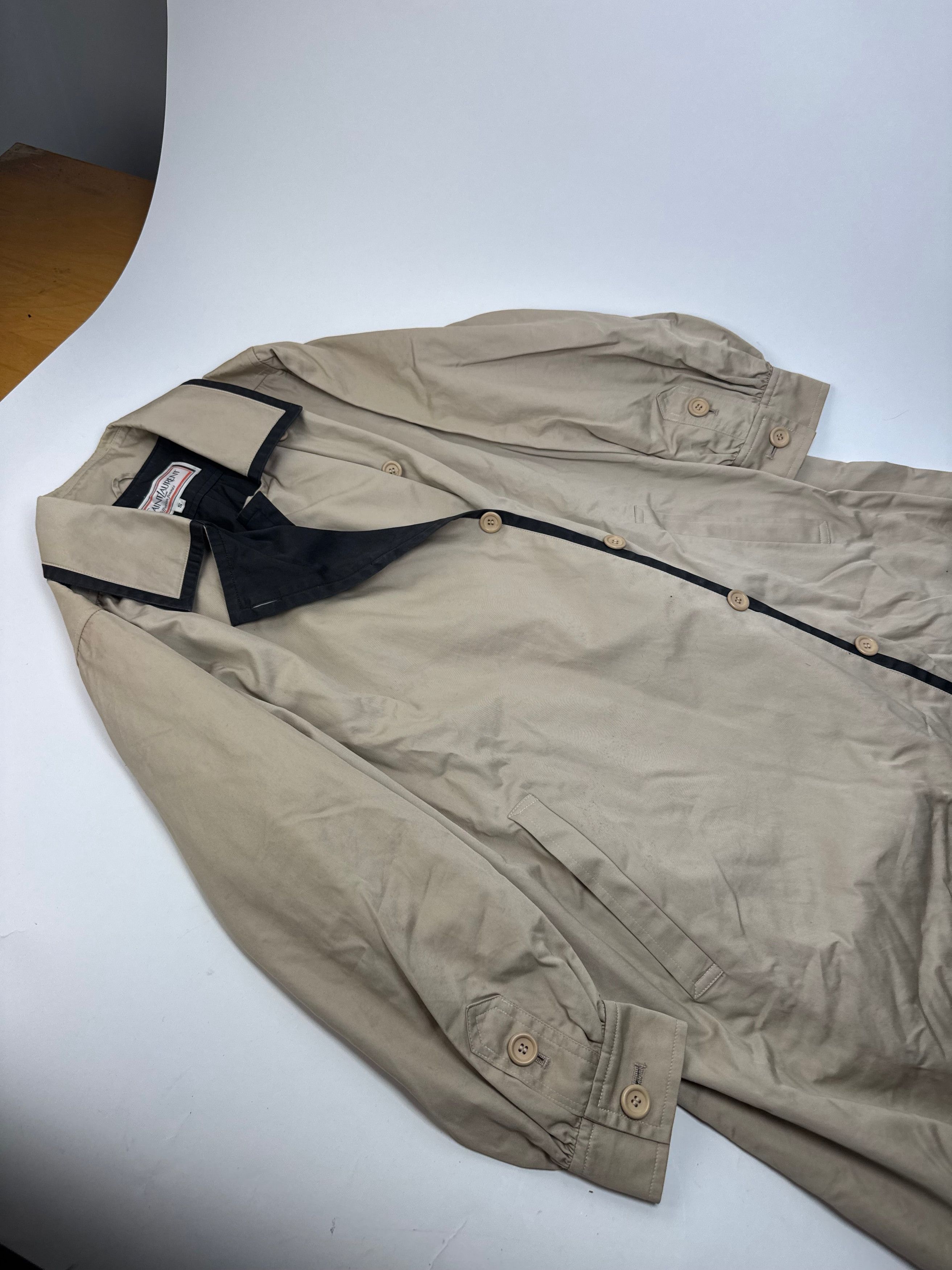 Other Vintage Yves Saint Laurent Canvas Trenchcoat Beige Black S Size S / US 4 / IT 40 - 6 Thumbnail