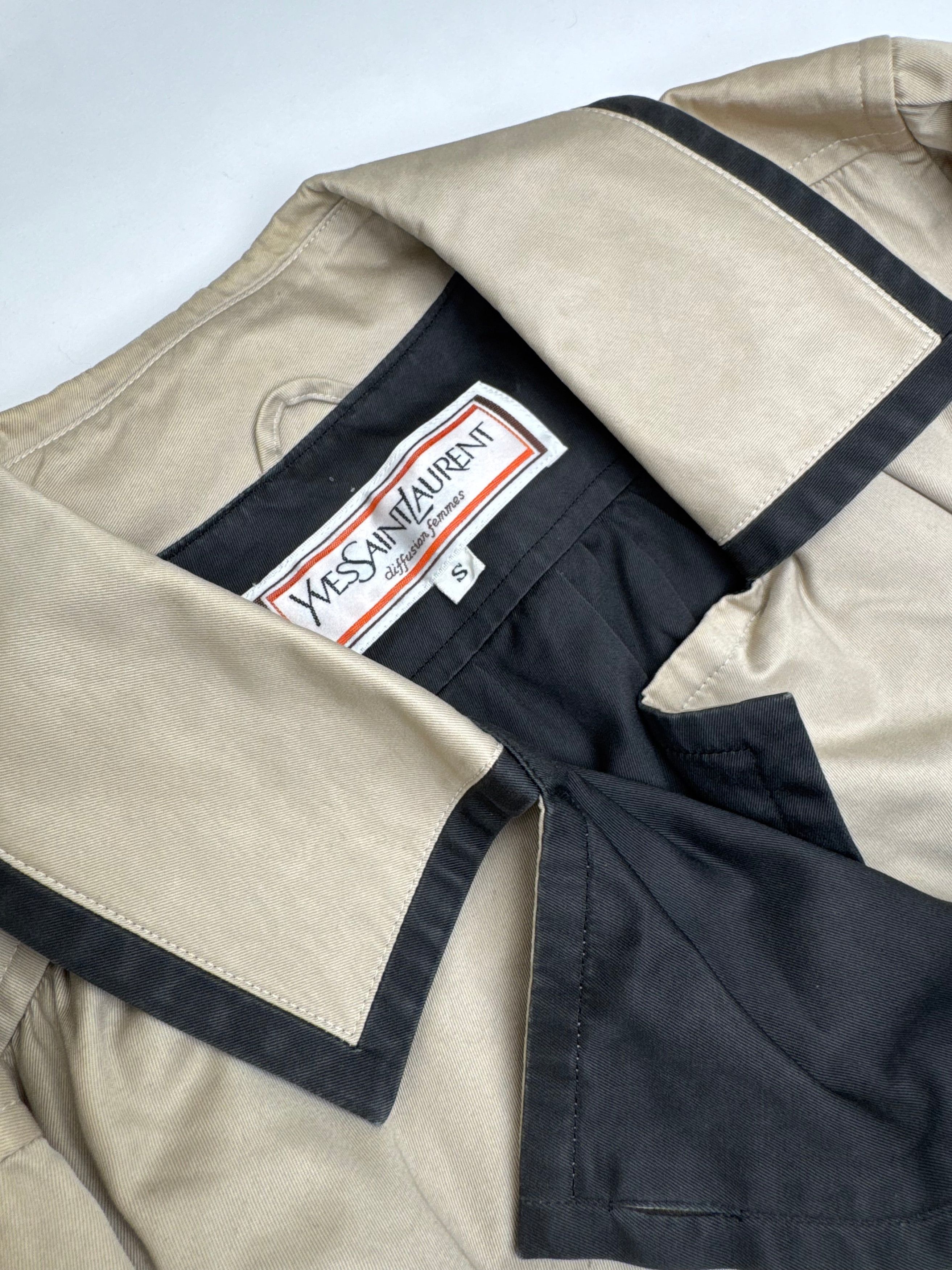Other Vintage Yves Saint Laurent Canvas Trenchcoat Beige Black S Size S / US 4 / IT 40 - 7 Thumbnail