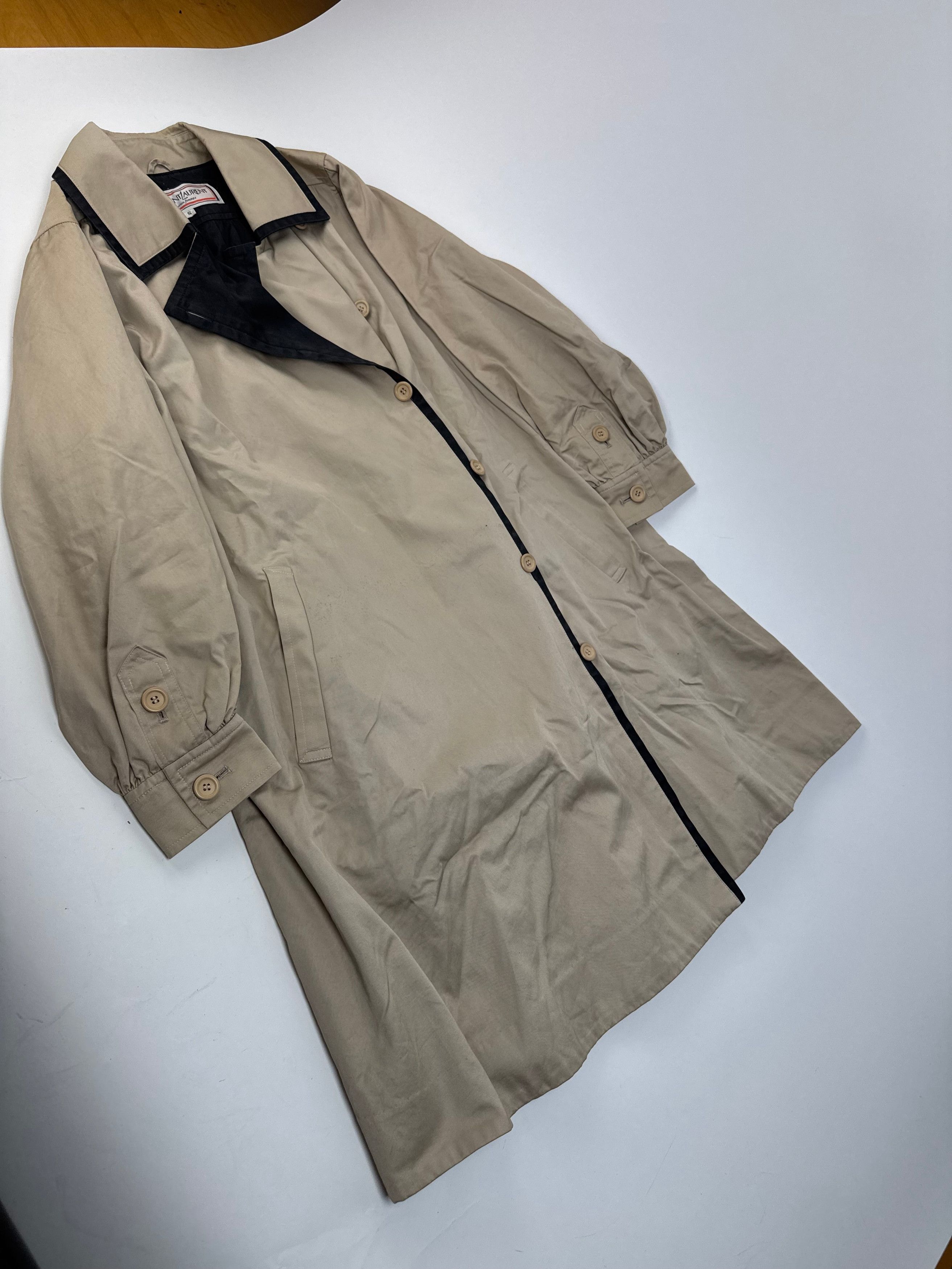 Other Vintage Yves Saint Laurent Canvas Trenchcoat Beige Black S Size S / US 4 / IT 40 - 5 Thumbnail