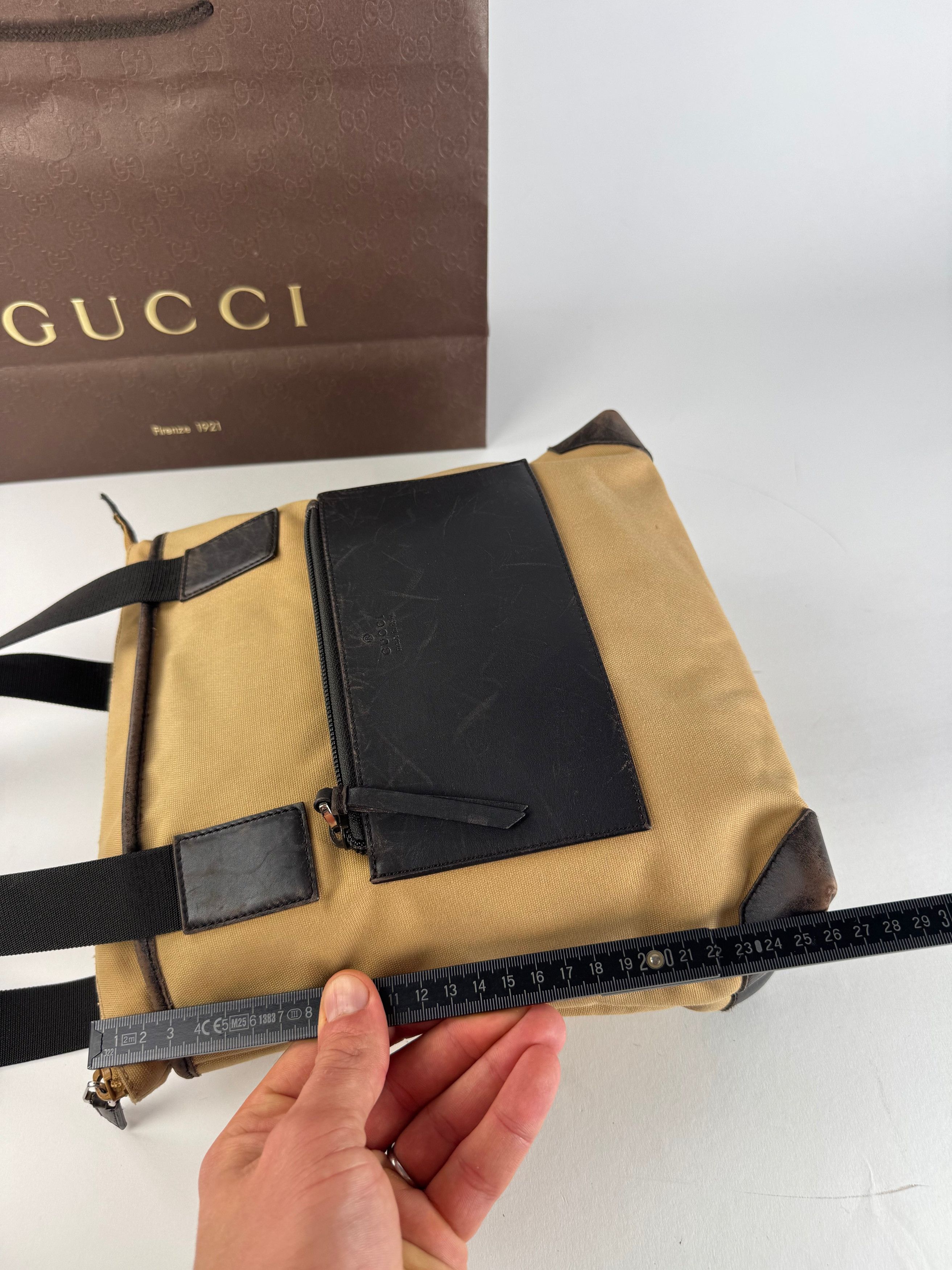 Gucci Vintage Canvas/Leather Handbag Camel Brown Size ONE SIZE - 10 Thumbnail