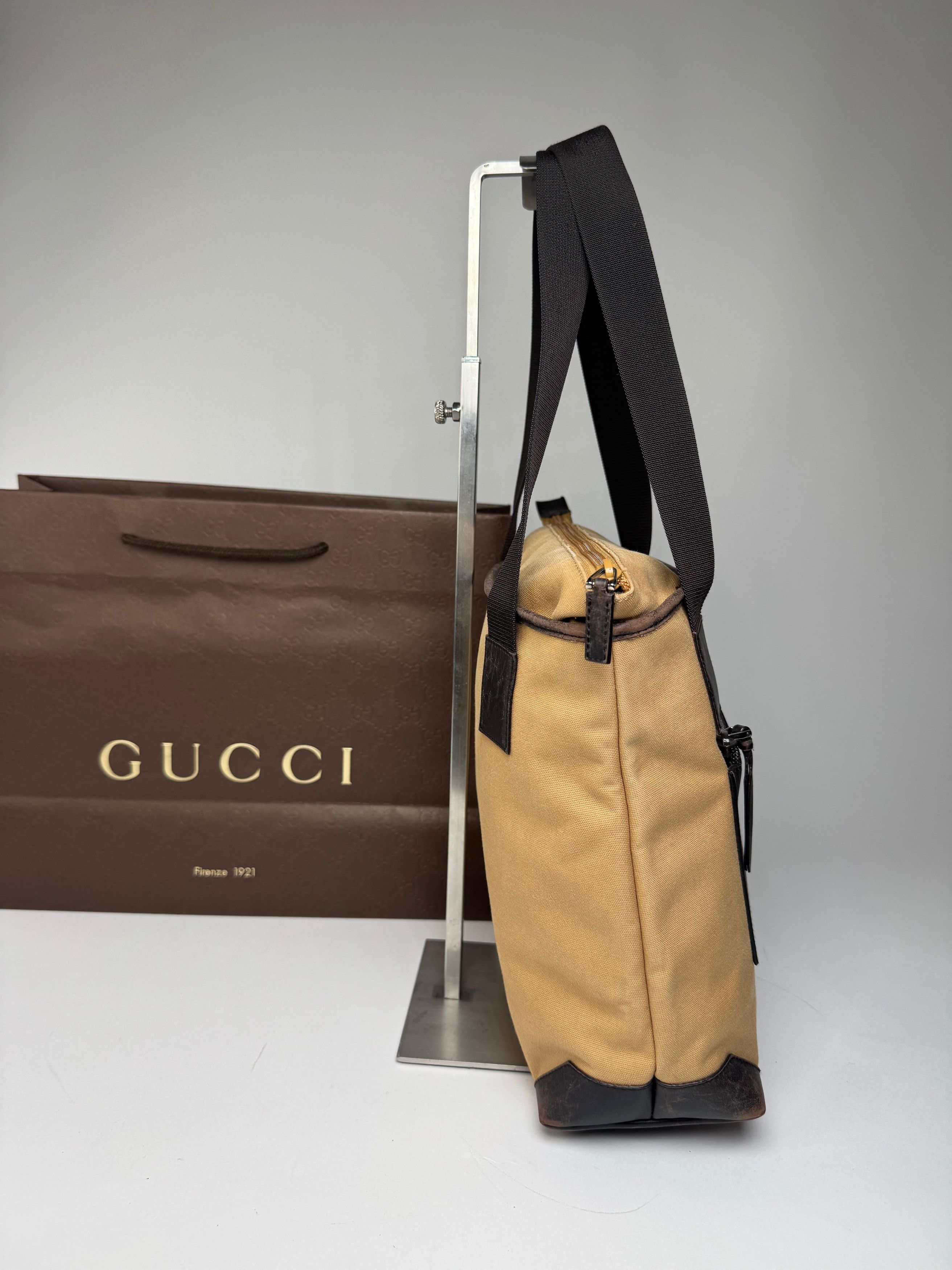 Gucci Vintage Canvas/Leather Handbag Camel Brown Size ONE SIZE - 8 Thumbnail